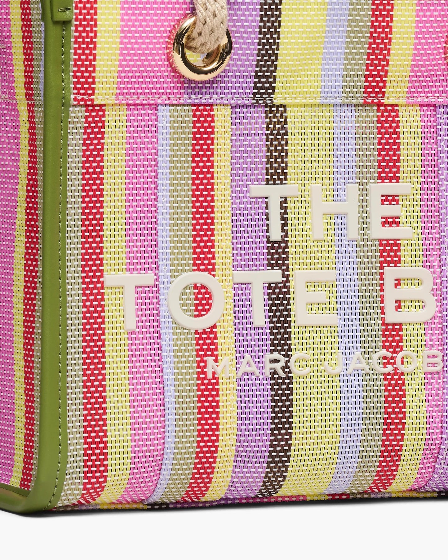 Bolsa Marc Jacobs The Stripe Mesh Small Tote Bag, Tela/Ráfia listrada, cor Roxo Multicolor, vista interna | Original Exports