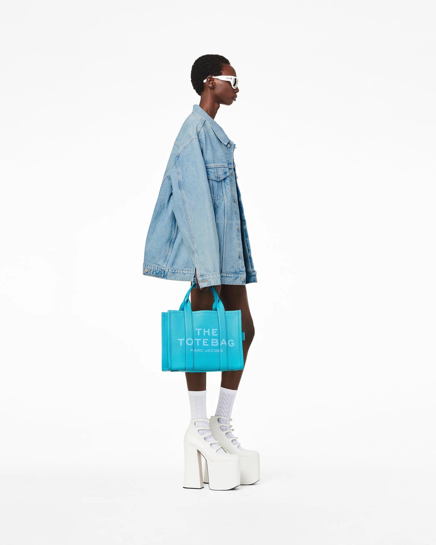 Bolsa Marc Jacobs The Leather Medium Tote Bag, Couro Legítimo, cor Azul Piscina, vista interna | Original Exports