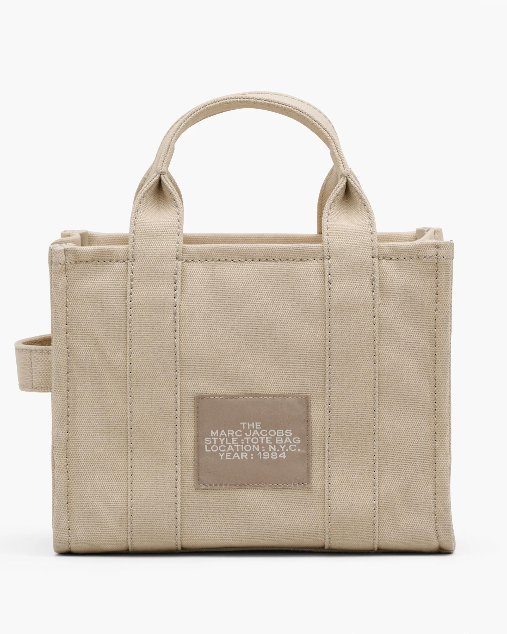 Bolsa Marc Jacobs The Canvas Small Tote Bag, Lona de Algodão, cor Beige, detalhe do material | Original Exports