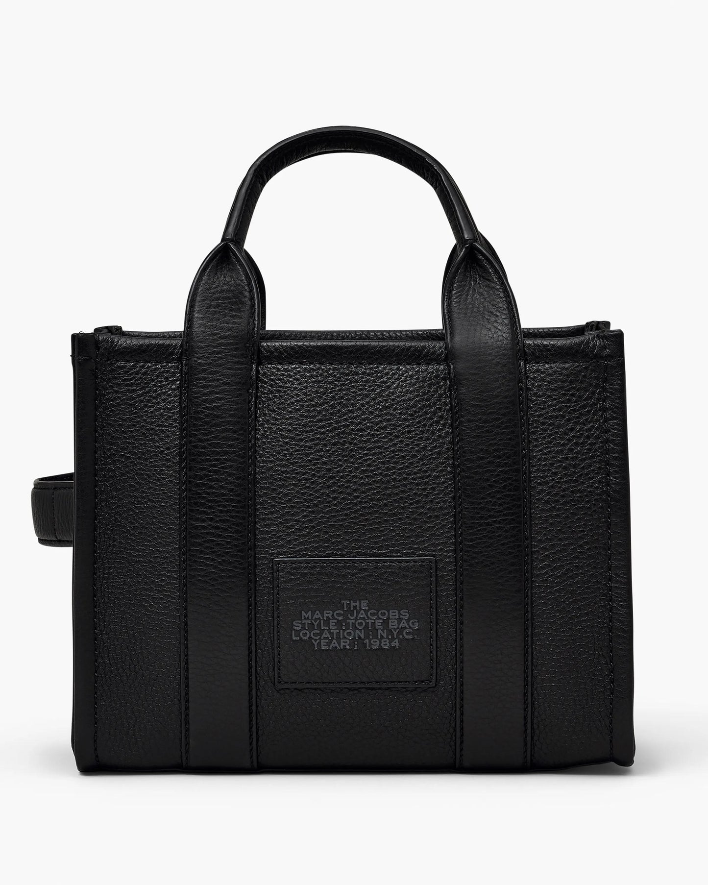 Bolsa Marc Jacobs The Leather Small Tote Bag, Couro Legítimo, cor Preto, detalhe do material | Original Exports