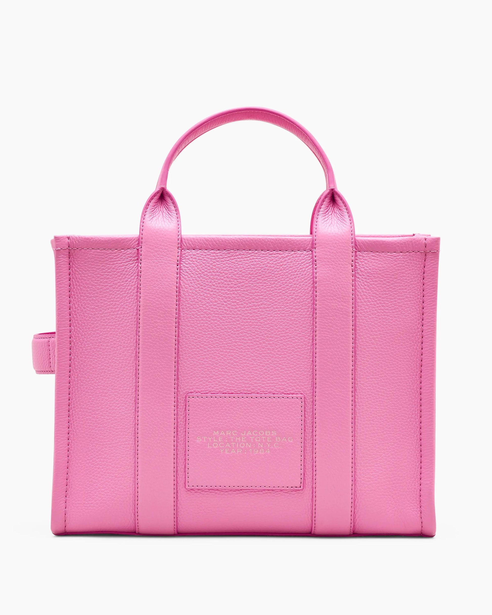 Bolsa Marc Jacobs The Leather Medium Tote Bag, Couro Legítimo, cor Rosa Pétala, detalhe do material | Original Exports