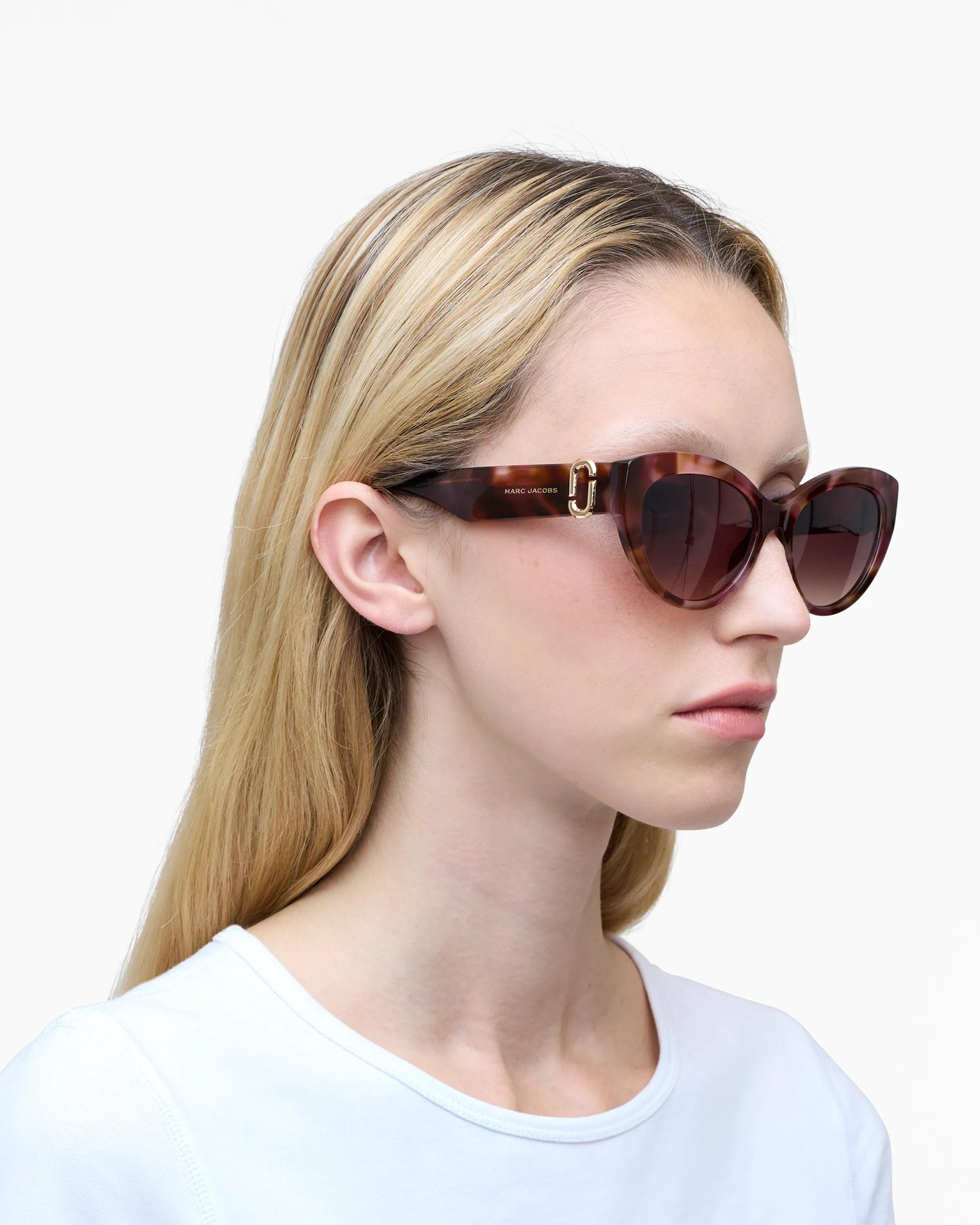 Óculos de Sol Marc Jacobs The J Marc Cat Eye Sunglasses, Acetato, cor Havana Multicolor, vista lateral | Original Exports