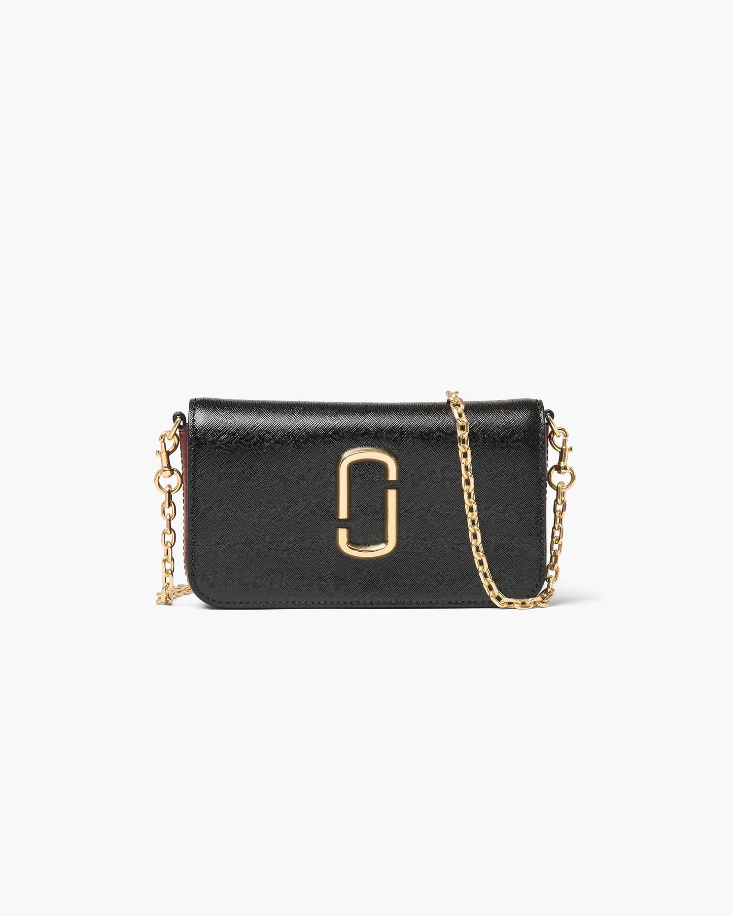Bolsa Marc Jacobs The Snapshot Wallet On Chain, Couro Saffiano Legítimo, cor Preto Multicolor, vista frontal | Original Exports