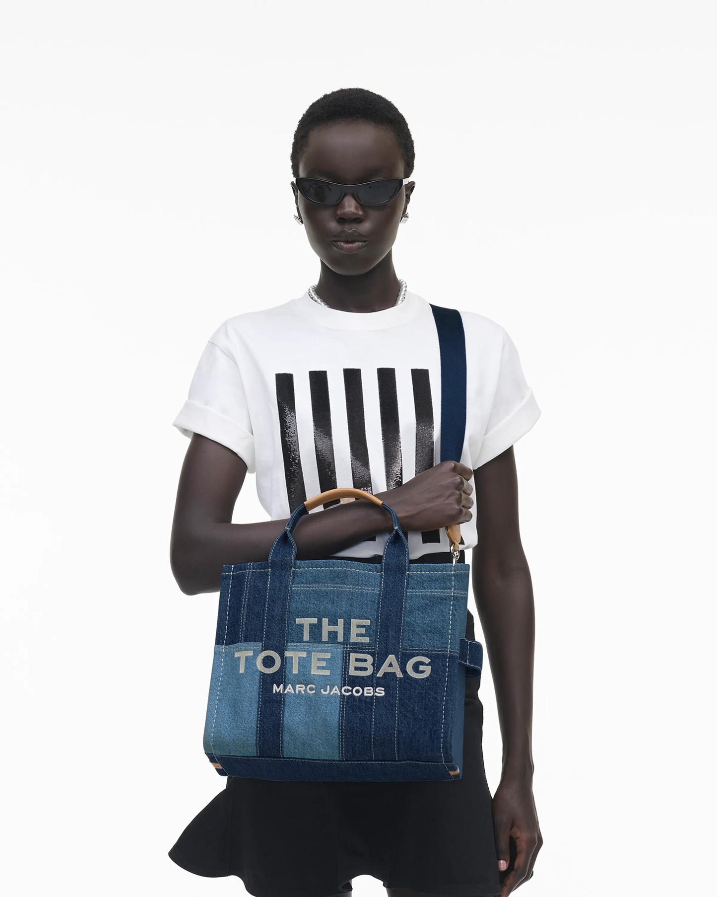 Bolsa Marc Jacobs The Denim Medium Tote Bag, Jeans, cor Azul Jeans, vista lateral | Original Exports