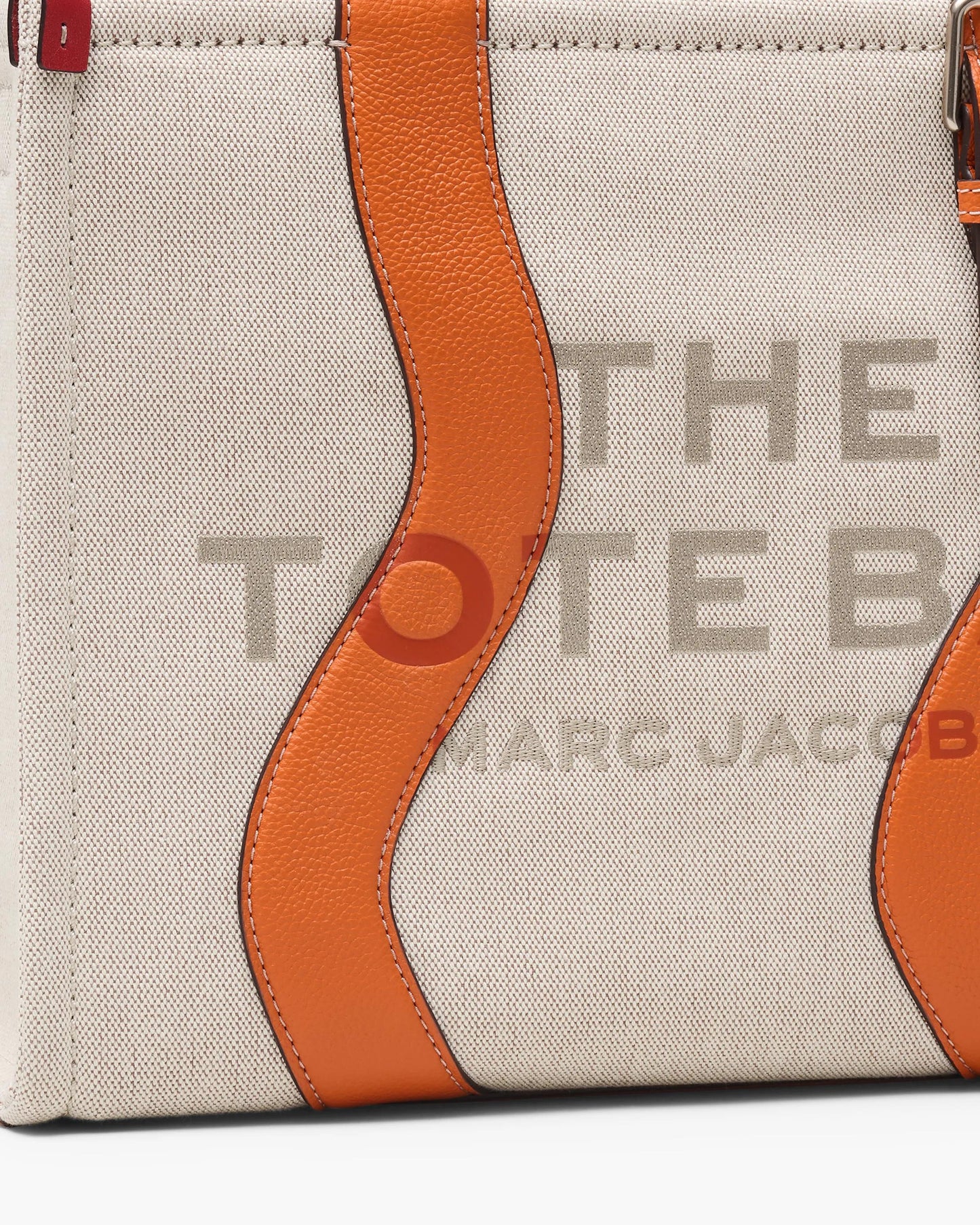 Bolsa Marc Jacobs The Wavy Canvas Medium Tote Bag, Lona de Algodão com acabamento em couro, cor Beige/Laranja, vista interna | Original Exports