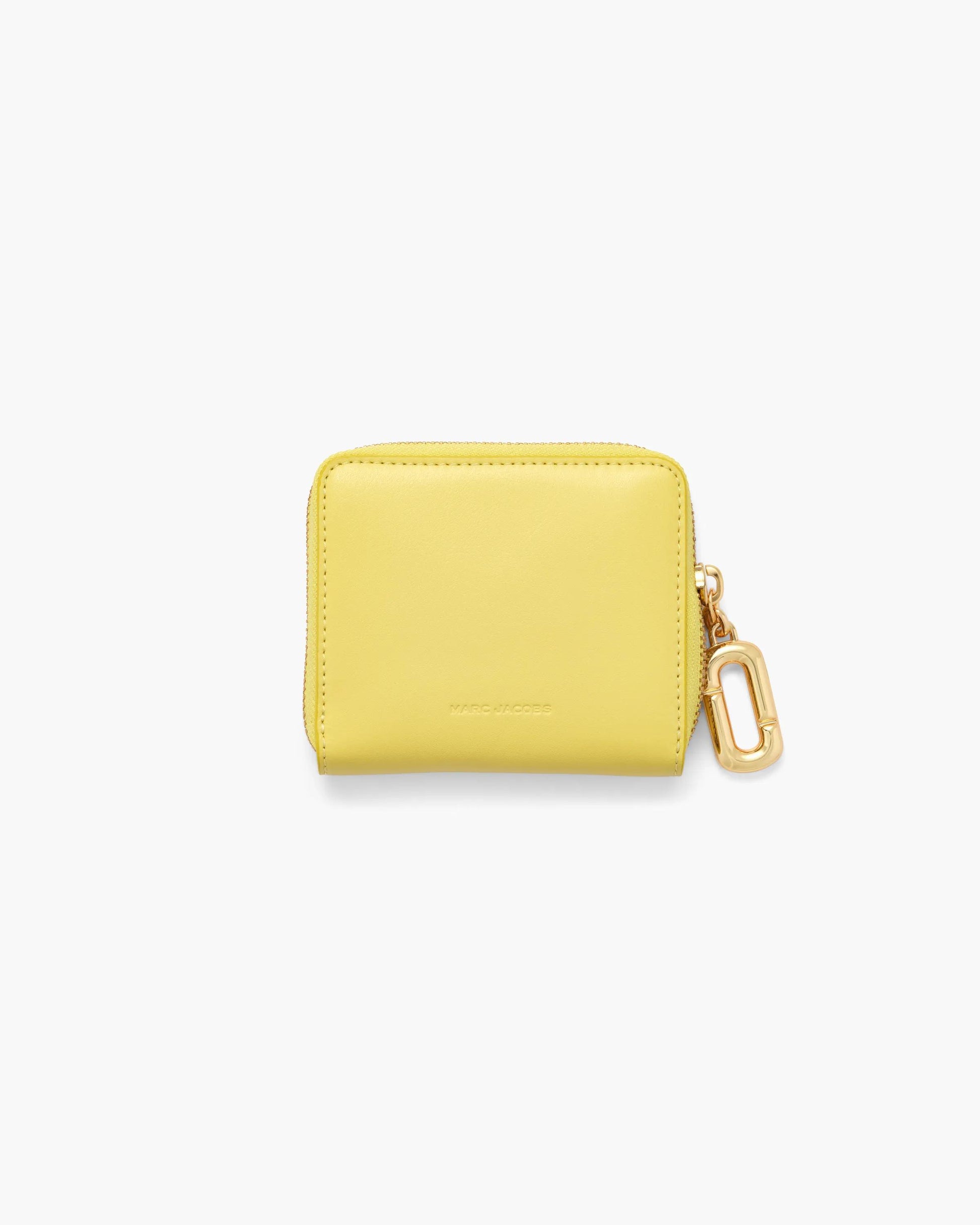 Carteira Marc Jacobs Scene Slim Compact Wallet, Couro Legítimo Liso, cor Amarelo Cítrico, detalhe do material | Original Exports