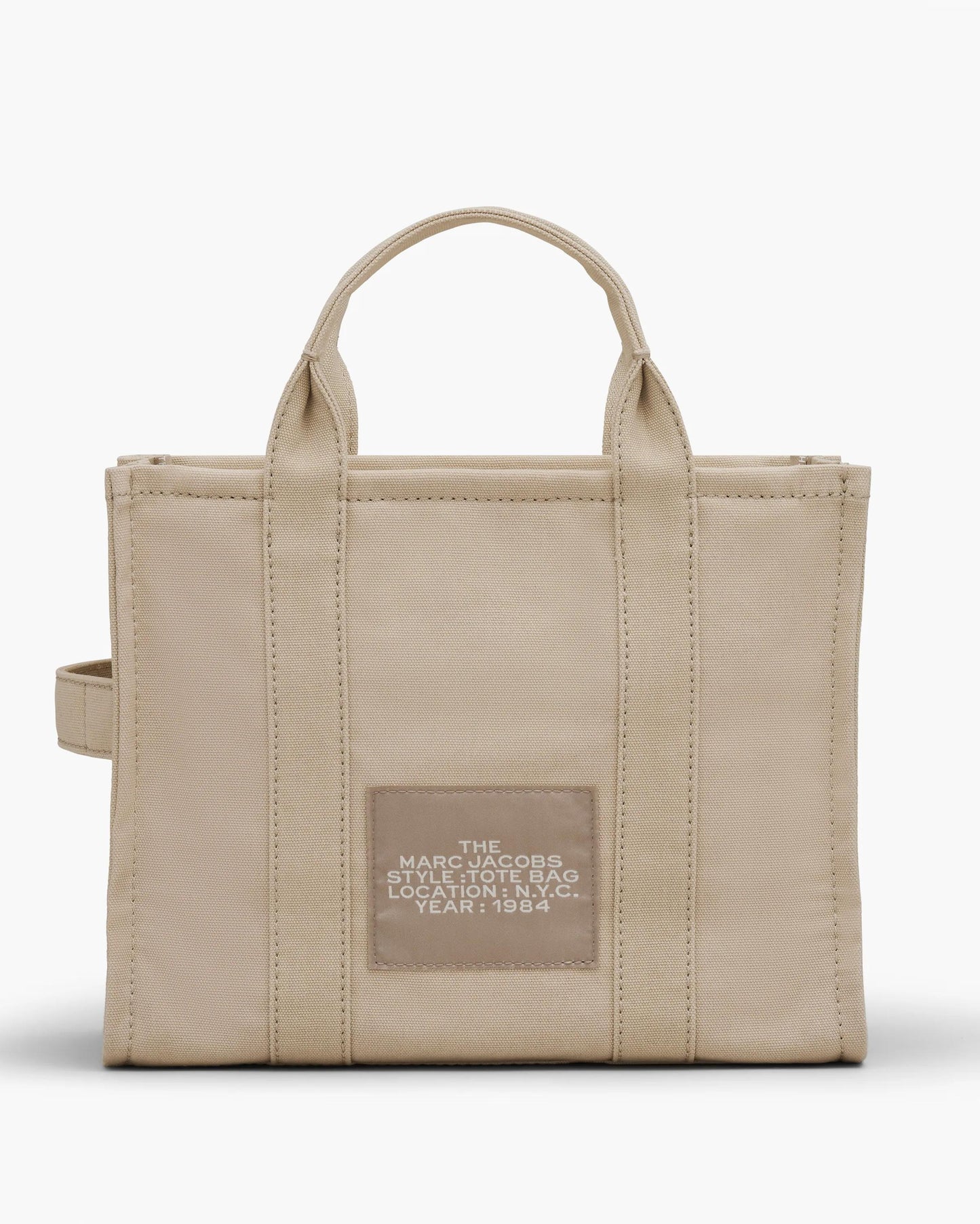 Bolsa Marc Jacobs The Canvas Medium Tote Bag, Lona de Algodão, cor Beige, detalhe do material | Original Exports