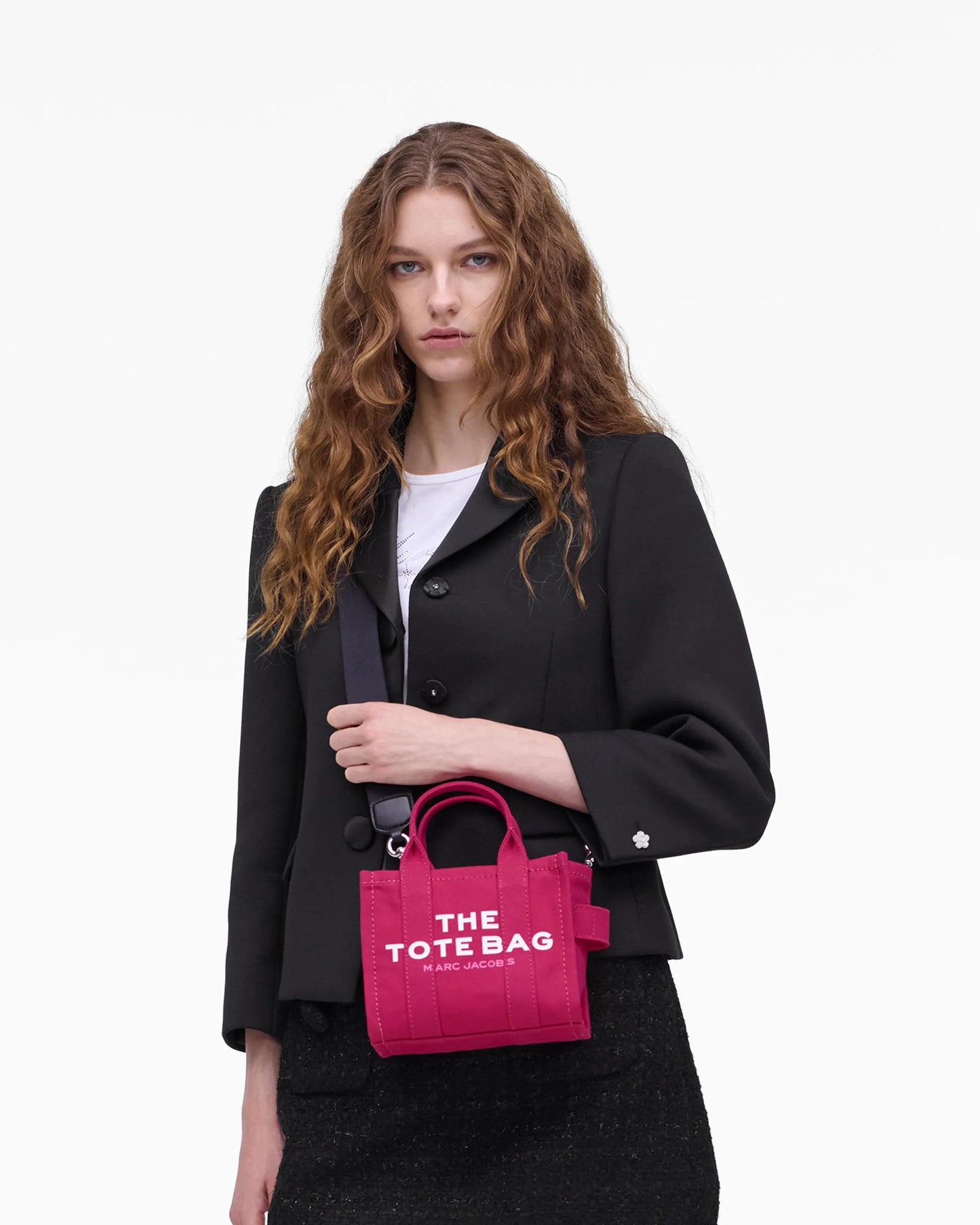 Bolsa Marc Jacobs The Canvas Crossbody Tote Bag, Lona de Algodão resistente, cor Rosa Framboesa, vista lateral | Original Exports