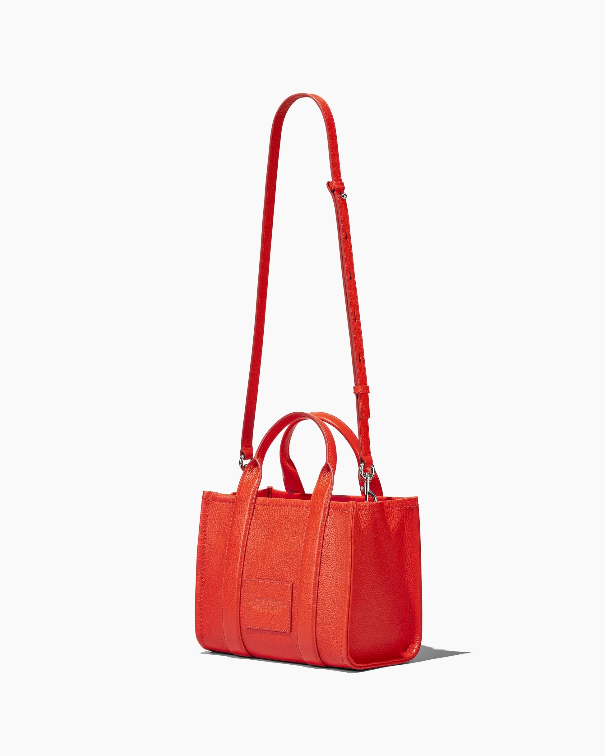 Bolsa Marc Jacobs The Leather Small Tote Bag, Couro Legítimo, cor Laranja Elétrico, vista lateral | Original Exports