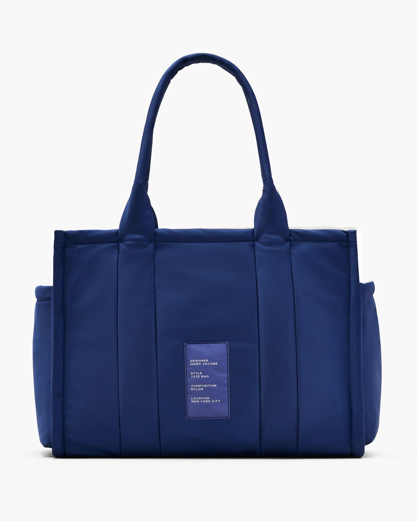 Bolsa Marc Jacobs The Puffy Nylon Large Tote Bag, Nylon acolchoado, cor Azul Mar, detalhe do material | Original Exports