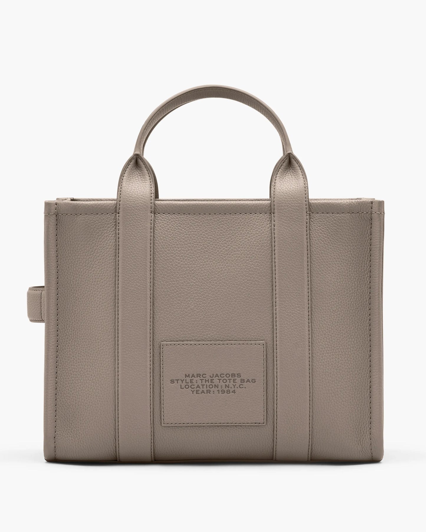 Bolsa Marc Jacobs The Leather Medium Tote Bag, Couro Legítimo, cor Cimento, detalhe do material | Original Exports