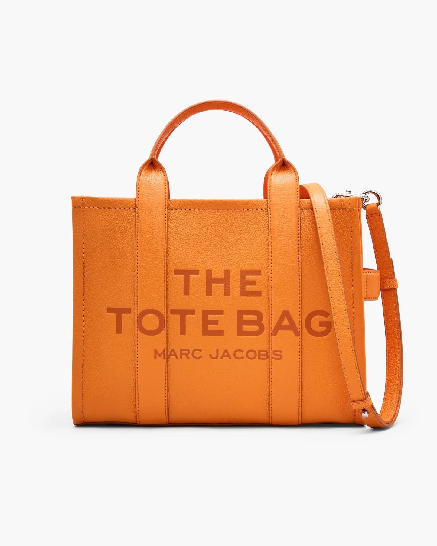 Bolsa Marc Jacobs The Leather Medium Tote Bag, Couro Legítimo, cor Tangerina, vista frontal | Original Exports