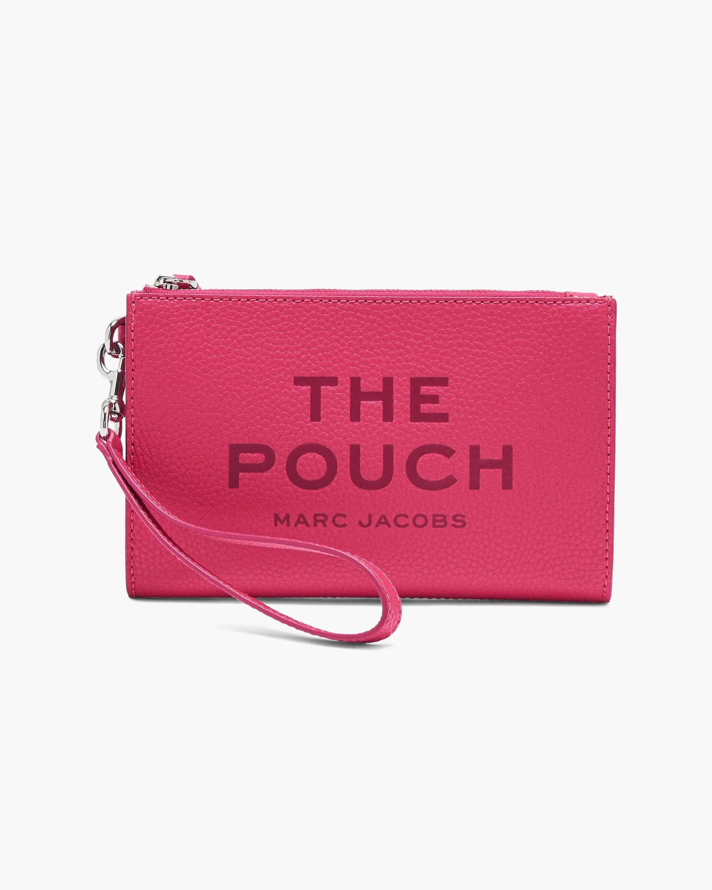 Pochete Marc Jacobs The Leather Pouch, Couro Martelado, cor Rosa Framboesa, vista frontal | Original Exports