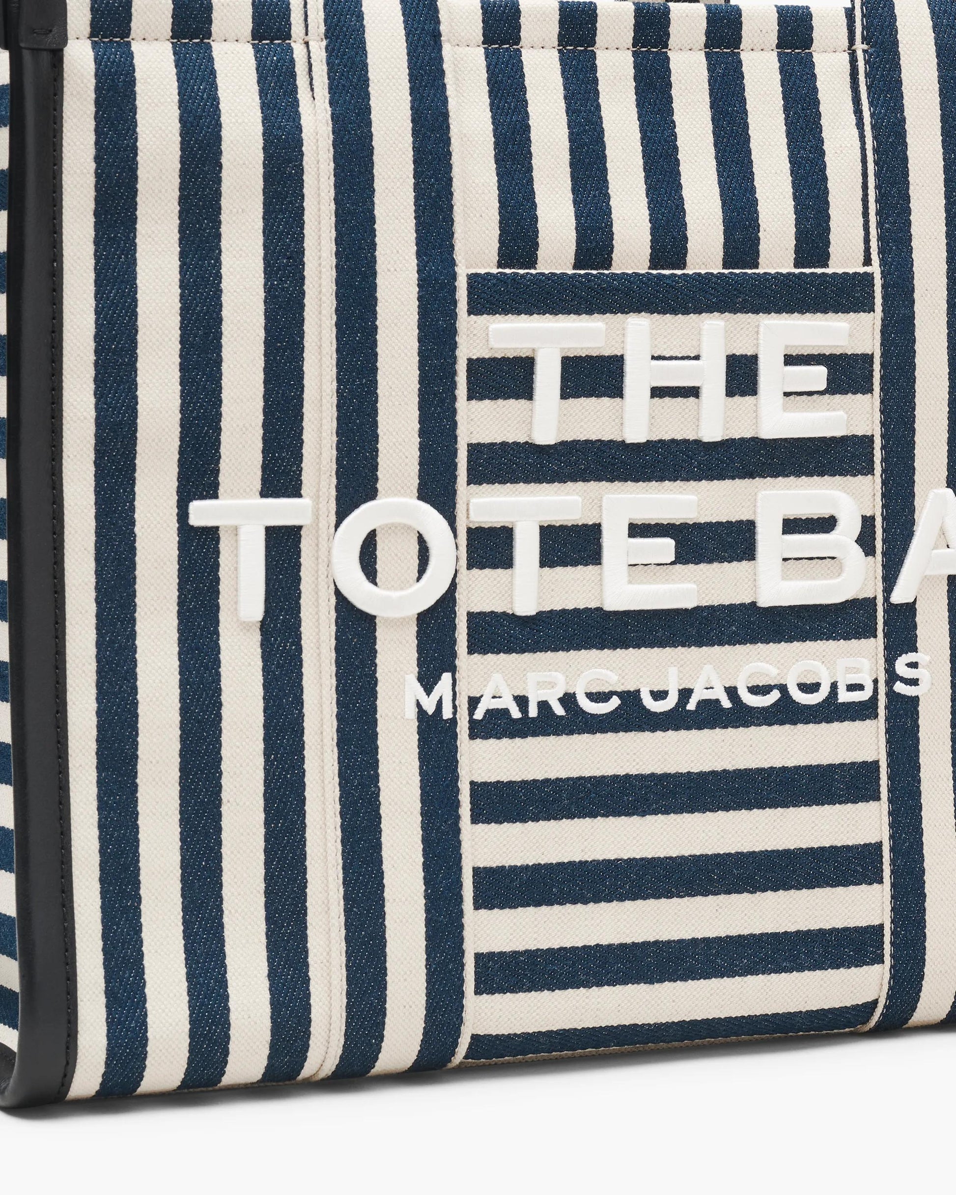 Bolsa Marc Jacobs The Stripe Canvas Large Tote Bag, Lona de Algodão pesada com acabamento em couro, cor Azul Mar Multicolor, vista interna | Original Exports