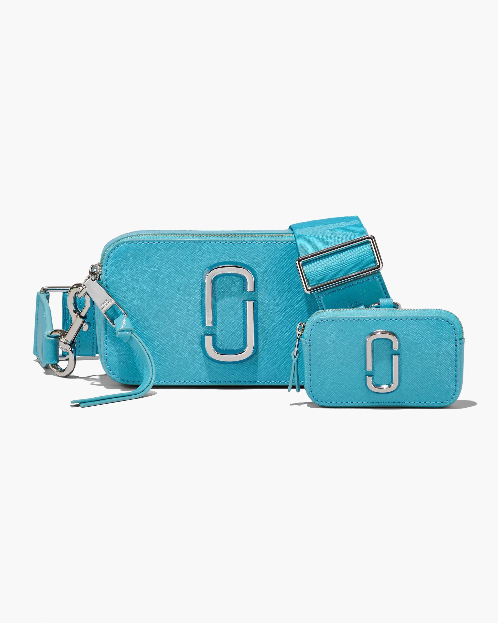 Bolsa Marc Jacobs The Utility Snapshot, Couro Saffiano Legítimo, cor Azul Piscina, vista frontal | Original Exports