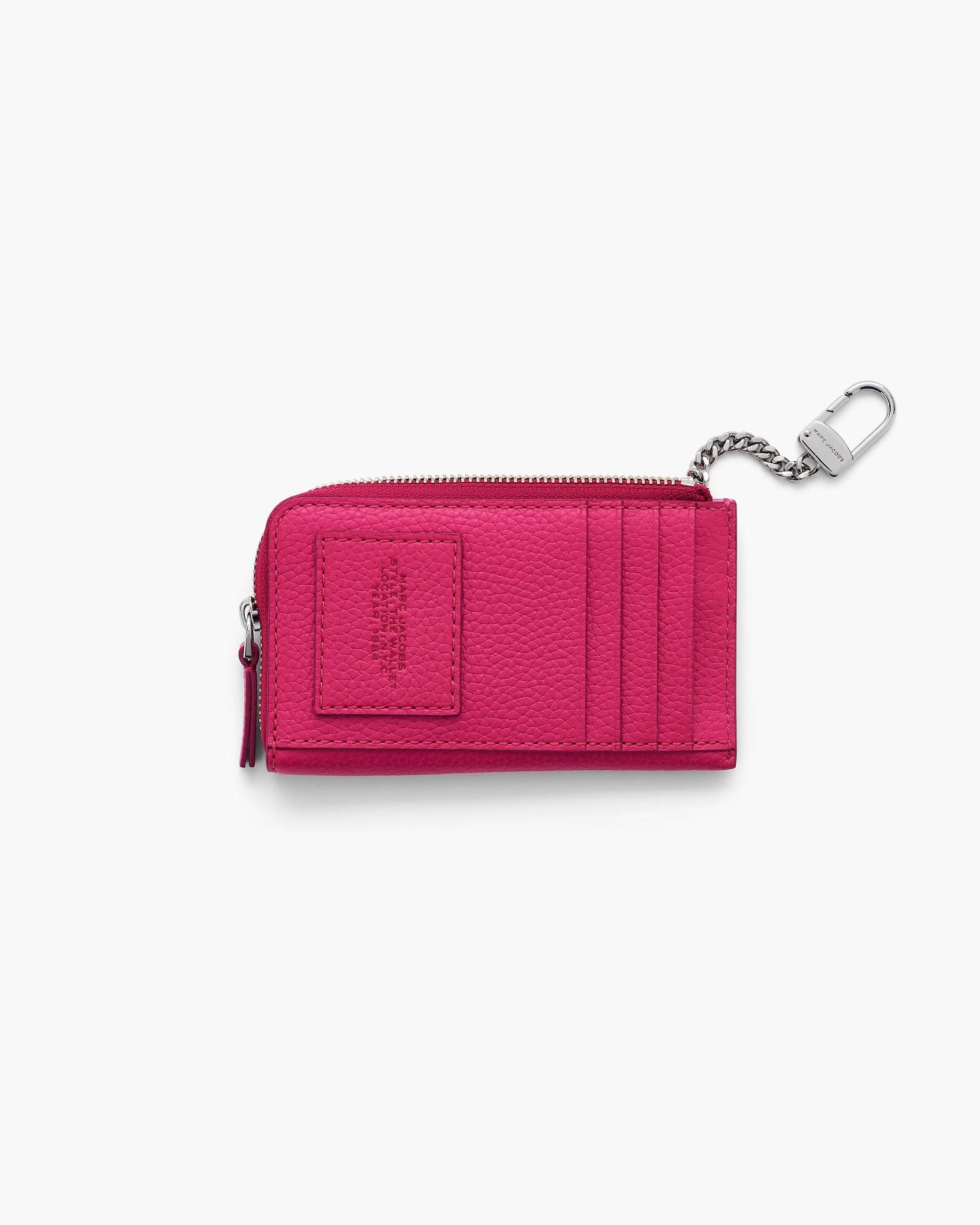 Carteira Marc Jacobs The Leather Top Zip Multi Wallet, Couro Legítimo, cor Rosa Framboesa, detalhe do material | Original Exports