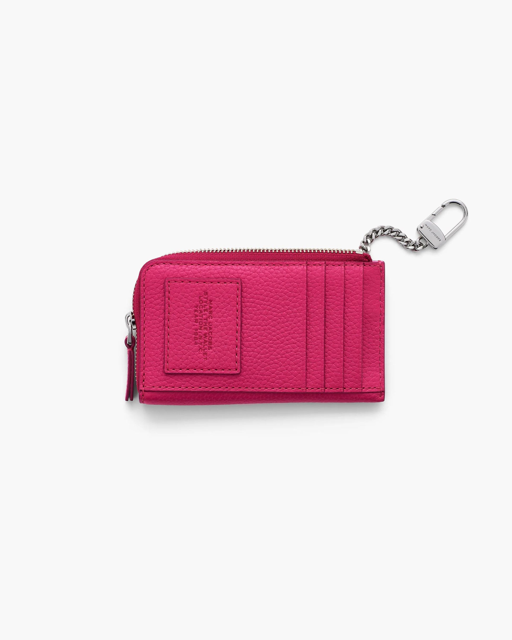 Carteira Marc Jacobs The Leather Top Zip Multi Wallet, Couro Legítimo, cor Rosa Framboesa, detalhe do material | Original Exports