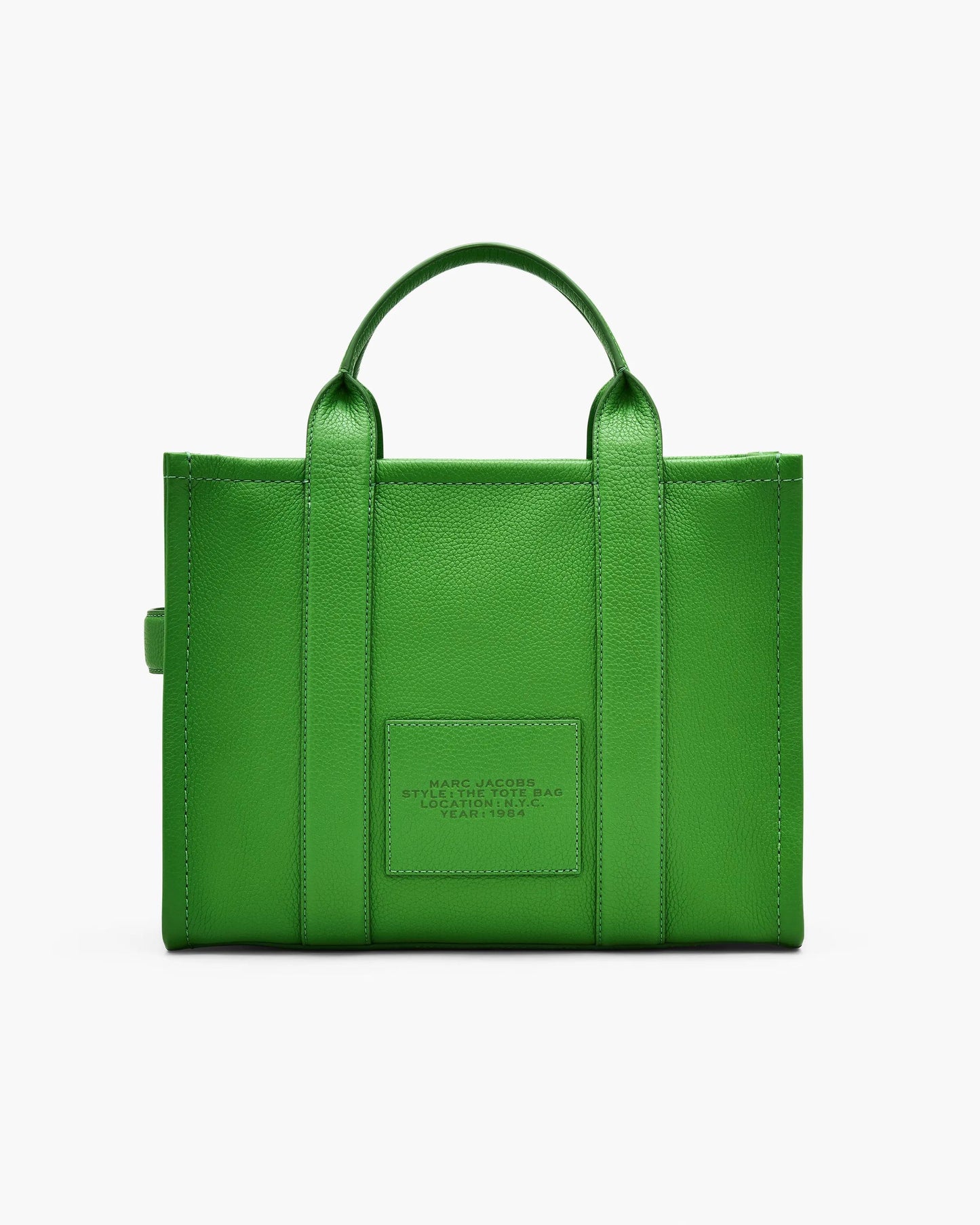 Bolsa Marc Jacobs The Leather Medium Tote Bag, Couro Legítimo, cor Verde Kiwi, detalhe do material | Original Exports
