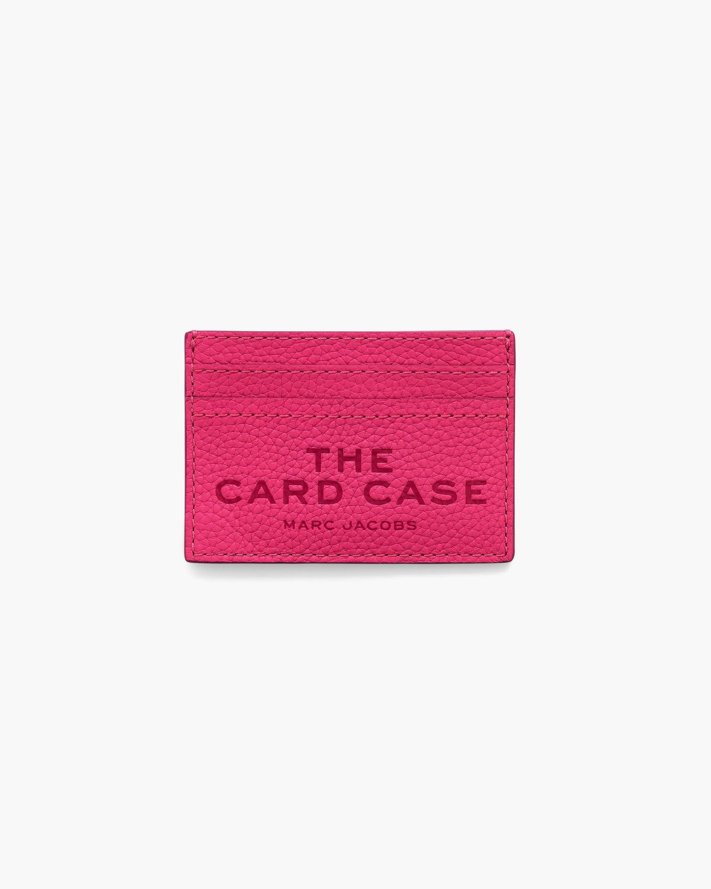 Carteira Marc Jacobs The Leather Card Case, Couro Legítimo Full-Grain, cor Rosa Framboesa, vista frontal | Original Exports