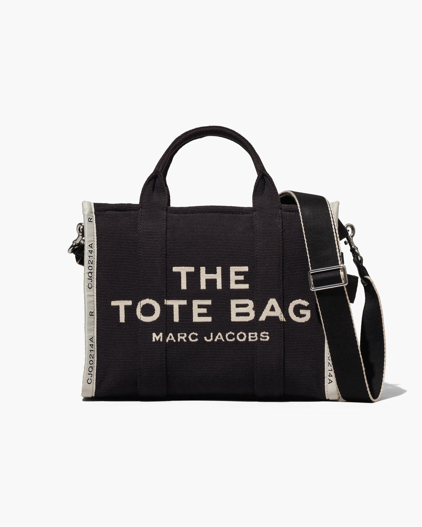 Bolsa Marc Jacobs The Jacquard Medium Tote Bag, Jacquard Tecido de Luxo, cor Preto, vista frontal | Original Exports