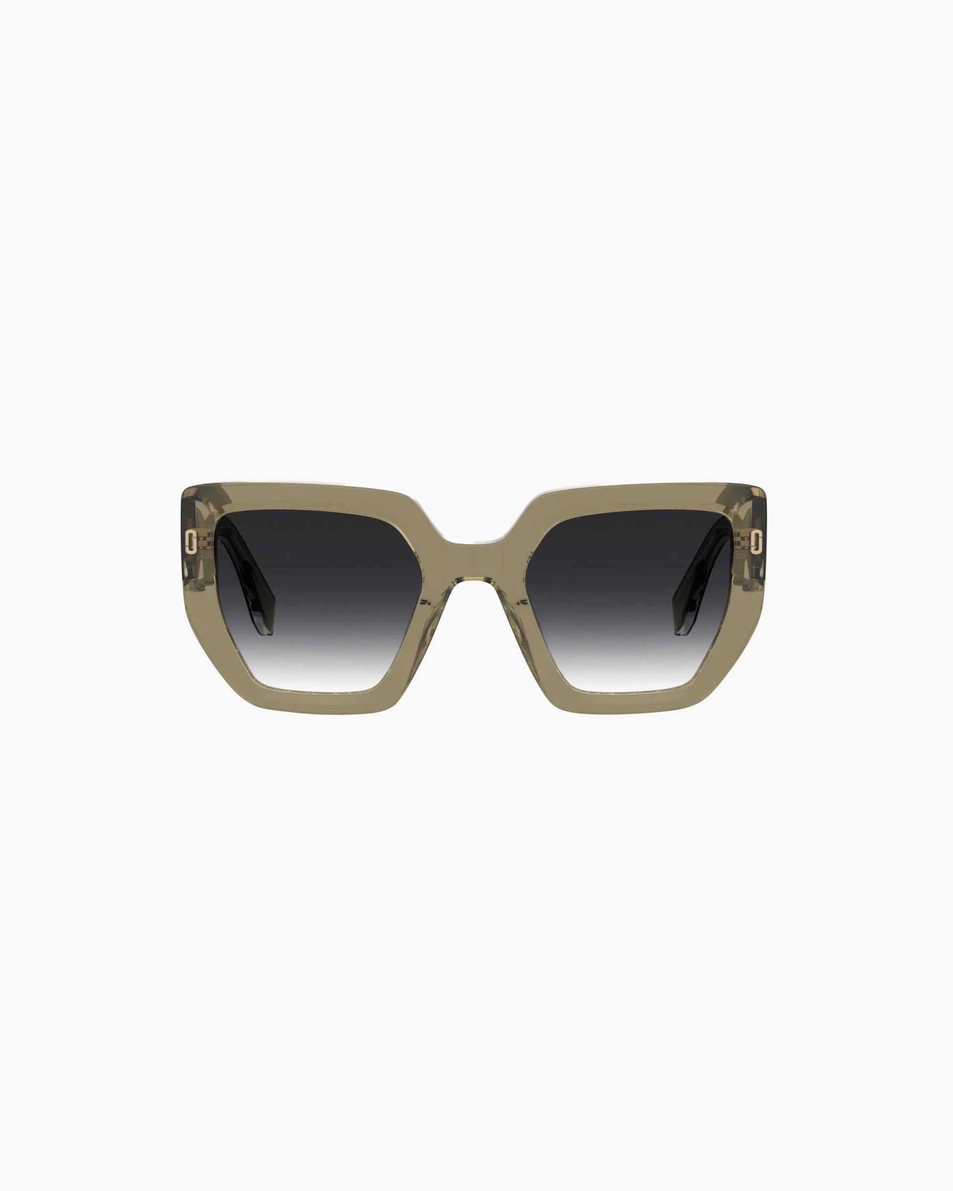 Óculos de Sol Marc Jacobs The J Marc Square Sunglasses, Acetato, cor Verde Oliva, detalhe da haste | Original Exports