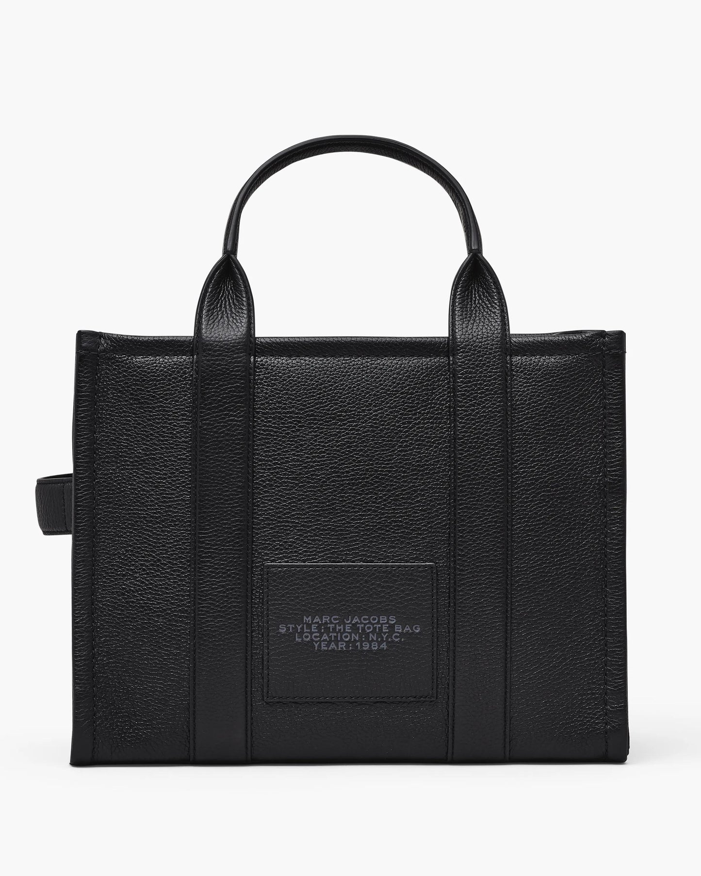 Bolsa Marc Jacobs The Leather Medium Tote Bag, Couro Legítimo, cor Preto, detalhe do material | Original Exports