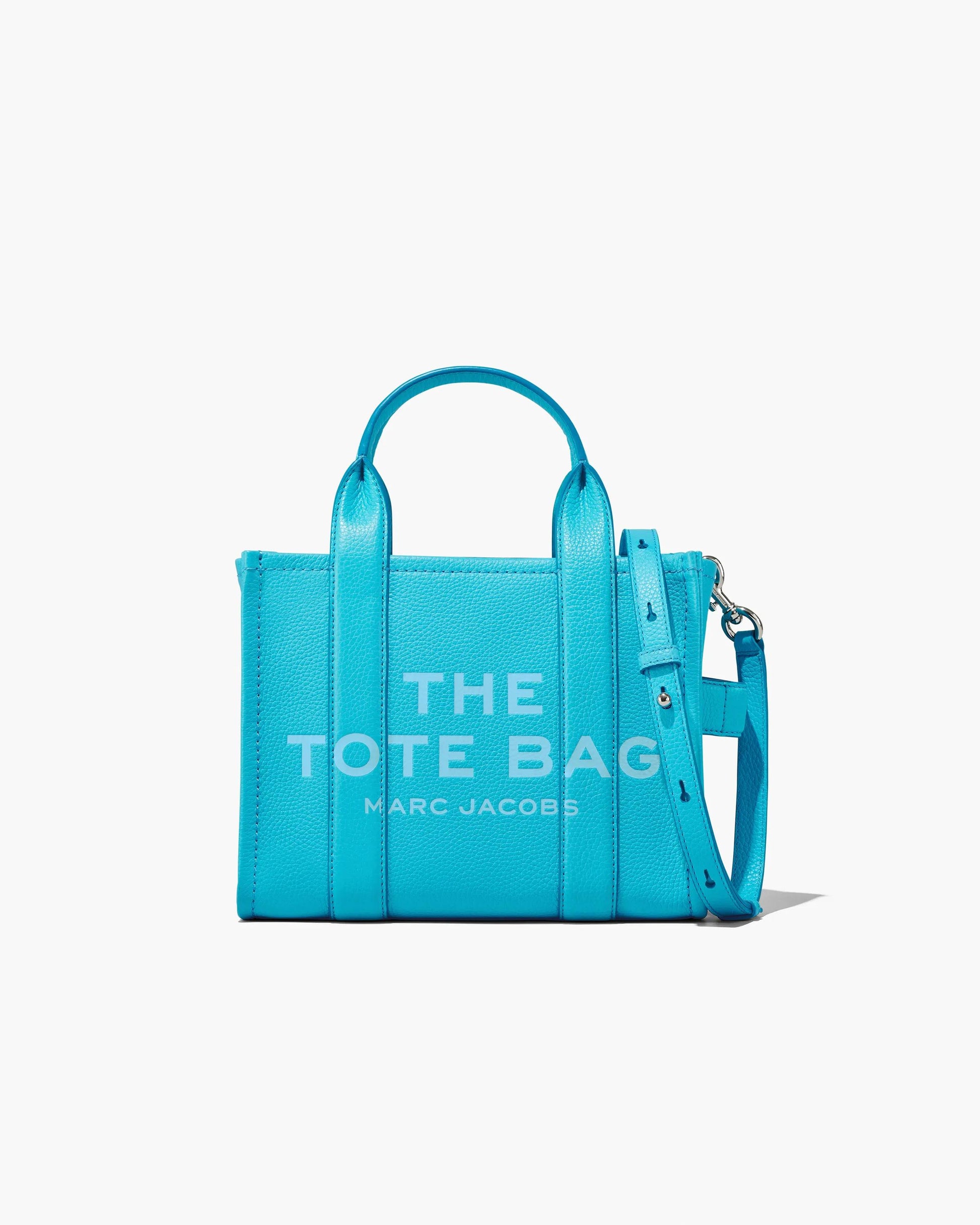 Bolsa Marc Jacobs The Leather Small Tote Bag, Couro Legítimo, cor Azul Piscina, vista frontal | Original Exports