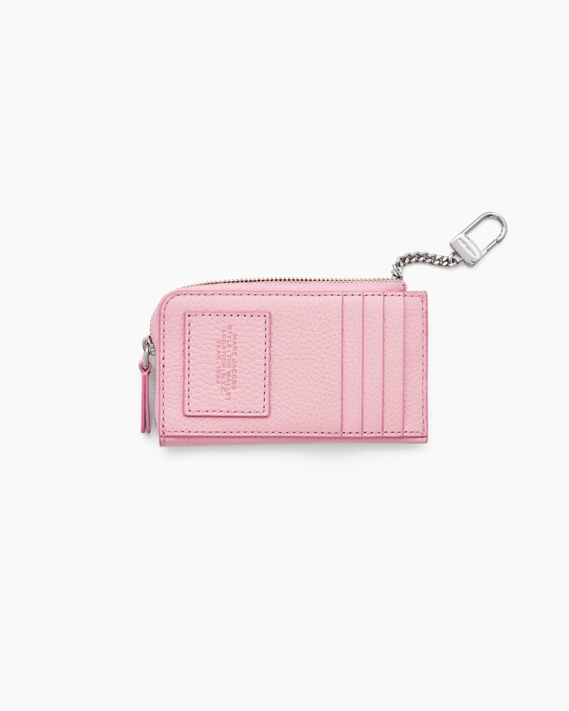 Carteira Marc Jacobs The Leather Top Zip Multi Wallet, Couro Legítimo, cor Rosa Fita, detalhe do material | Original Exports