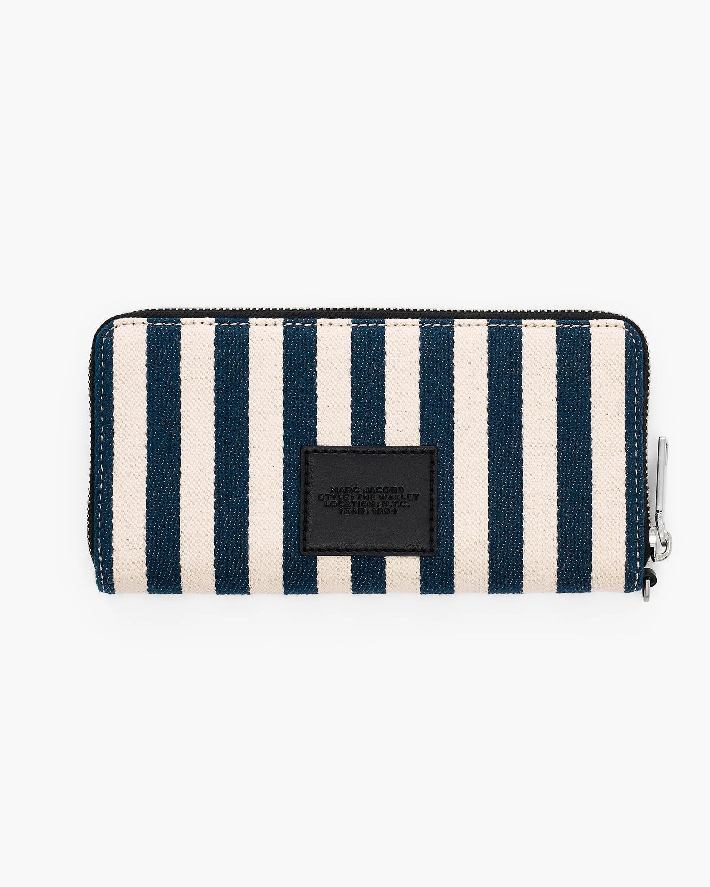 Carteira Marc Jacobs The Stripe Canvas Continental Wallet, Lona Listrada, cor Azul Mar Multicolor, detalhe do material | Original Exports