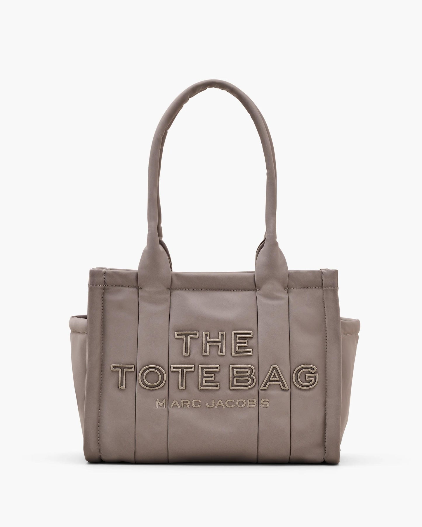 Bolsa Marc Jacobs The Puffy Nylon Medium Tote Bag, Nylon acolchoado, cor Cimento, vista frontal | Original Exports