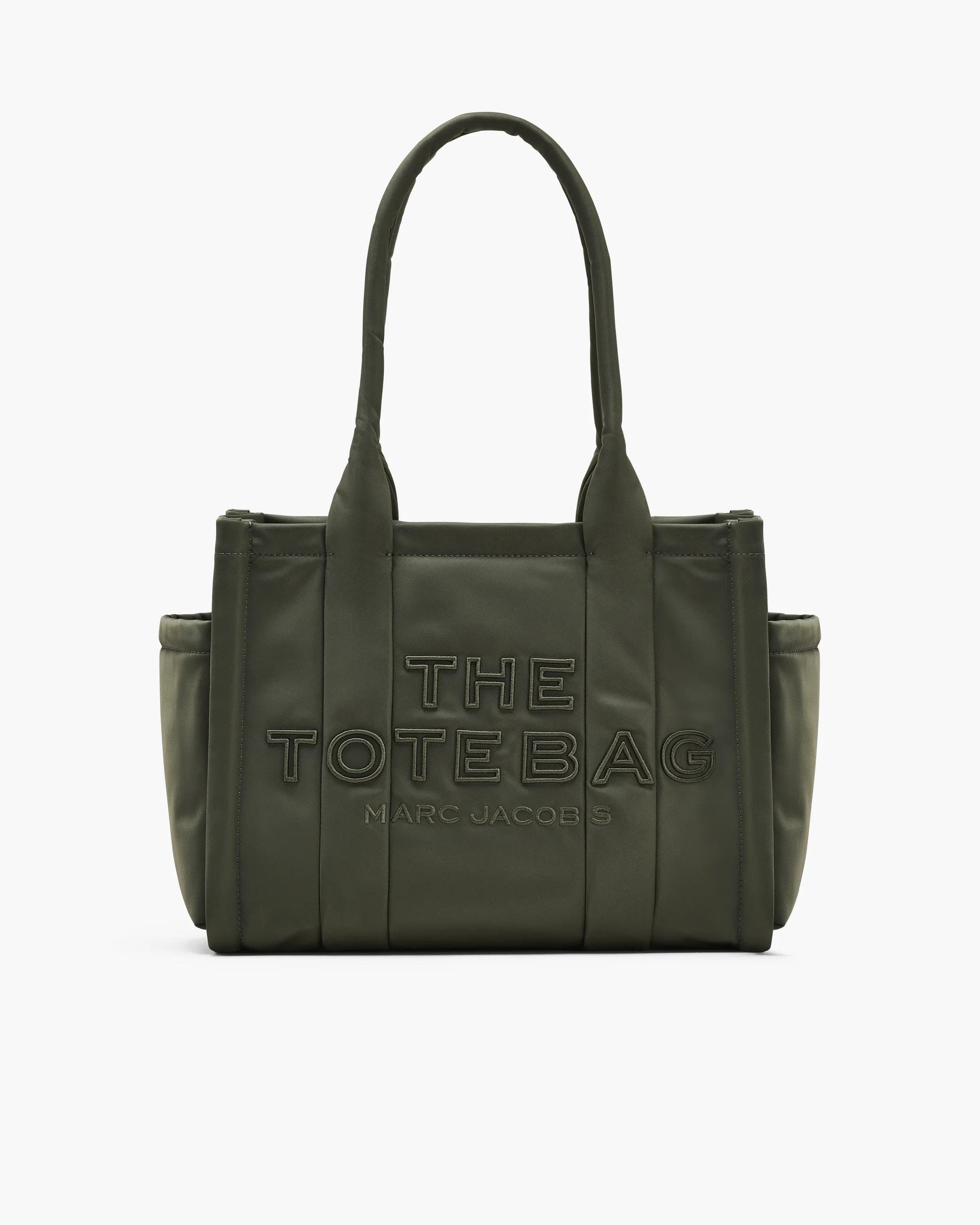 Bolsa Marc Jacobs The Puffy Nylon Medium Tote Bag, Nylon acolchoado, cor Verde Militar, vista frontal | Original Exports