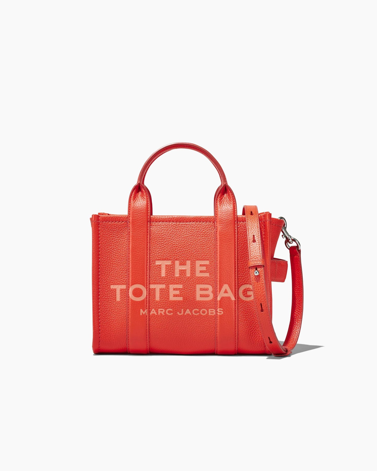 Bolsa Marc Jacobs The Leather Small Tote Bag, Couro Legítimo, cor Laranja Elétrico, vista frontal | Original Exports