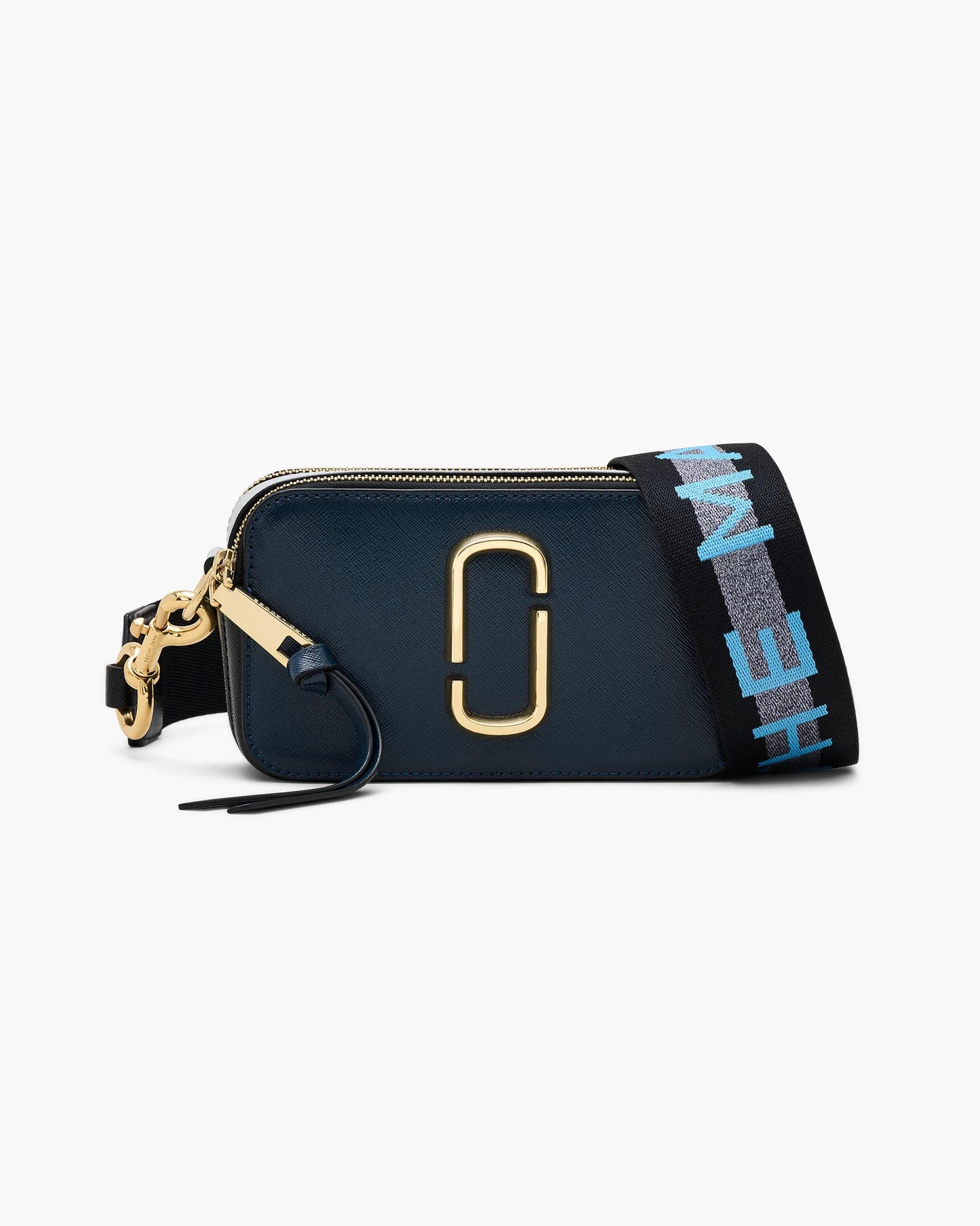 Bolsa Marc Jacobs The Snapshot Mini, Couro Saffiano Legítimo, cor Azul Mar Multicolor, vista frontal | Original Exports