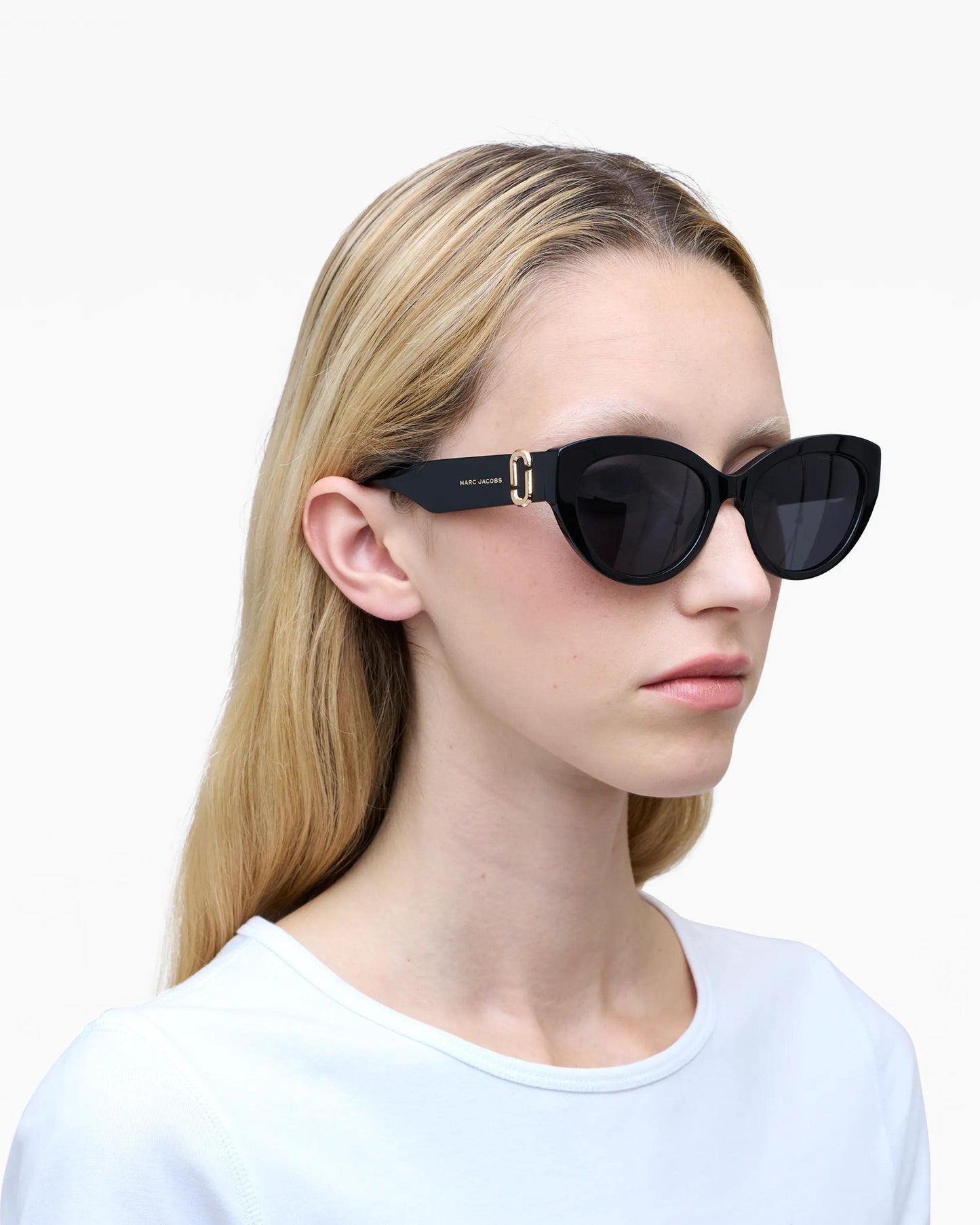 Óculos de Sol Marc Jacobs The J Marc Cat Eye Sunglasses, Acetato, cor Preto, vista lateral | Original Exports
