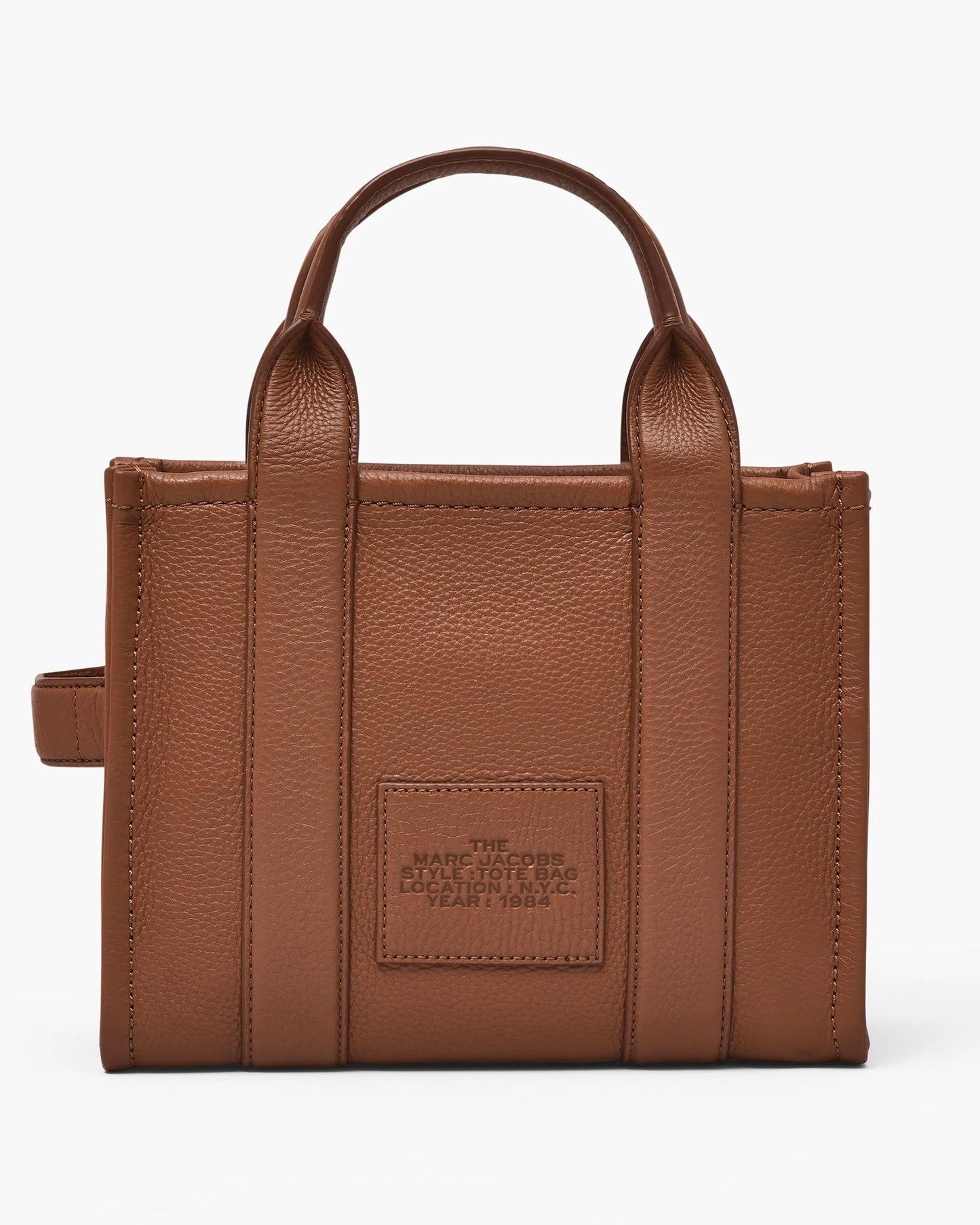 Bolsa Marc Jacobs The Leather Small Tote Bag, Couro Legítimo, cor Óleo de Argan, detalhe do material | Original Exports
