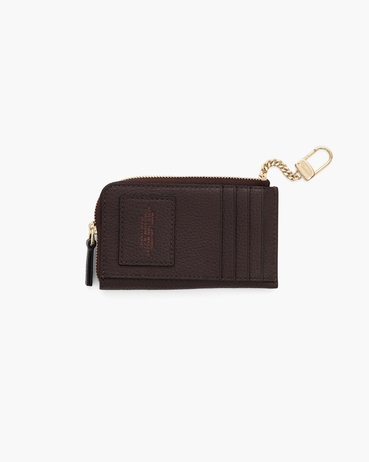 Carteira Marc Jacobs The Leather Top Zip Multi Wallet, Couro Legítimo, cor Ganache (Marrom), detalhe do material | Original Exports