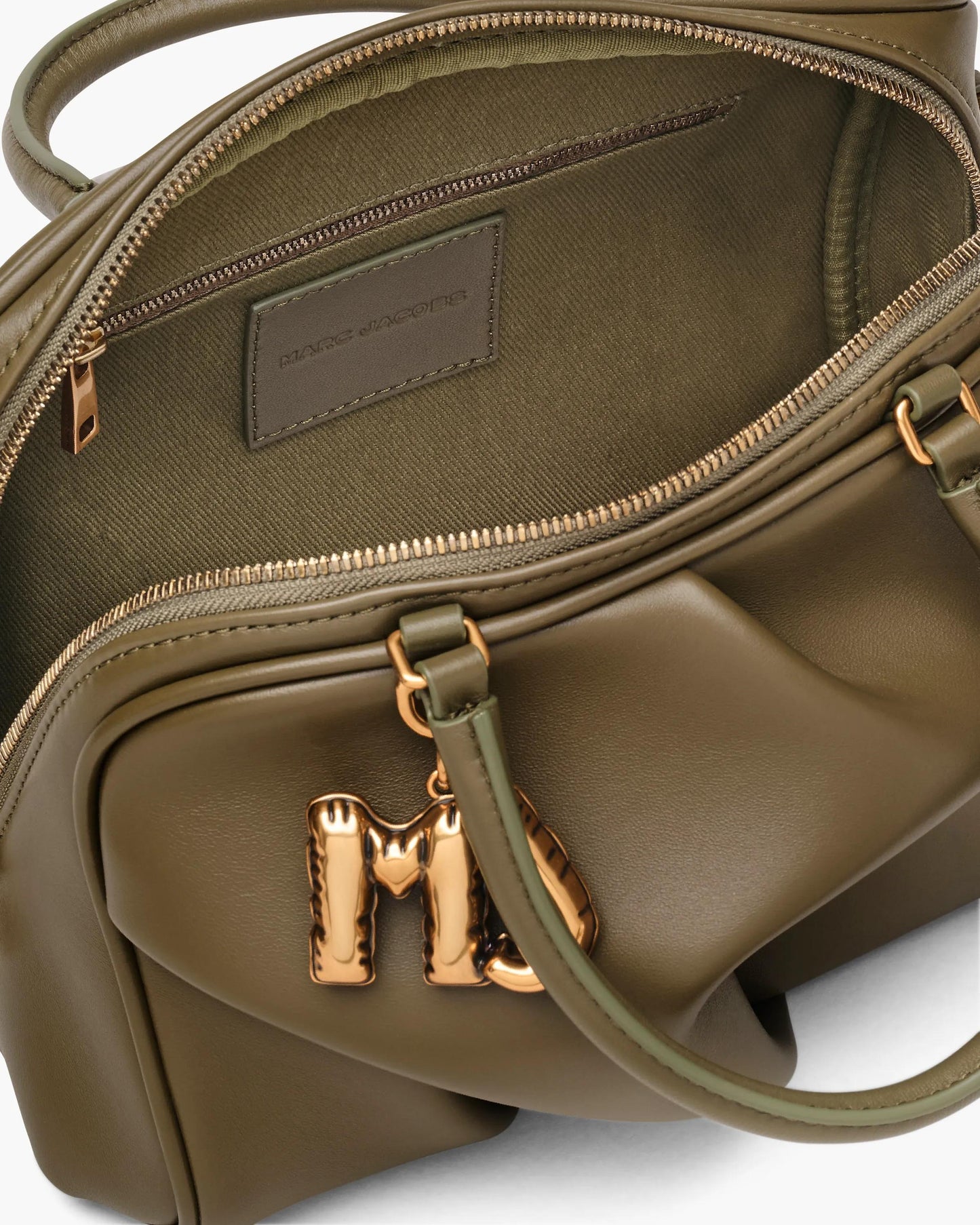 Bolsa Marc Jacobs The Small Wave, Couro de Carneiro, cor Verde Oliva, vista interna | Original Exports