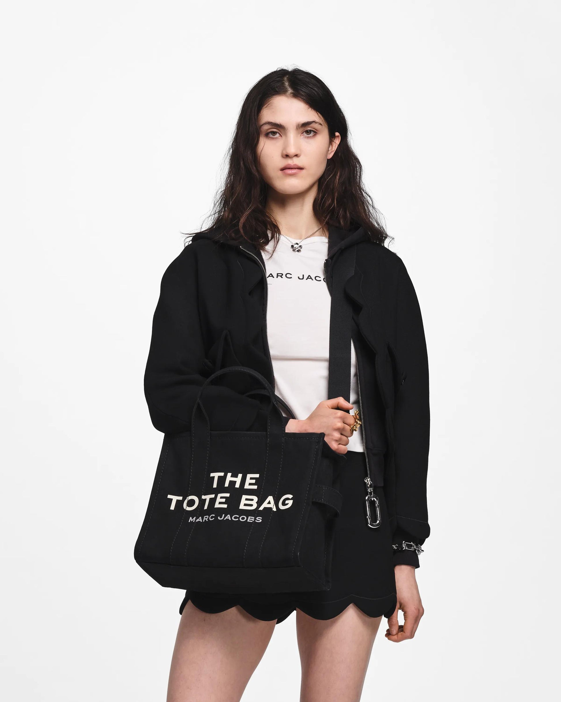 Bolsa Marc Jacobs The Canvas Medium Tote Bag, Lona de Algodão, cor Preto, vista lateral | Original Exports