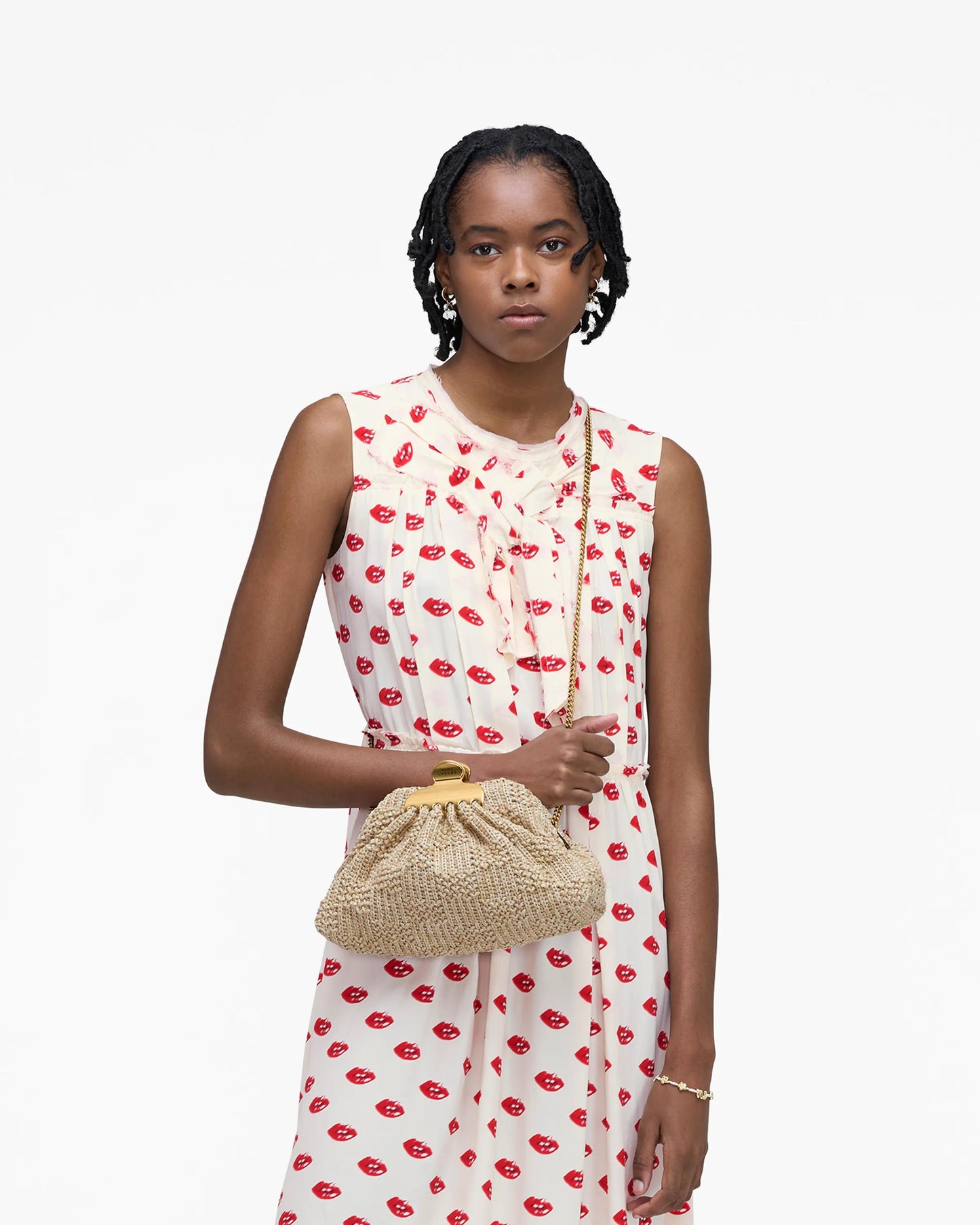 Bolsa Marc Jacobs The Summer Woven Glam Small Clutch, Fibra Trançada, cor Natural, vista interna | Original Exports