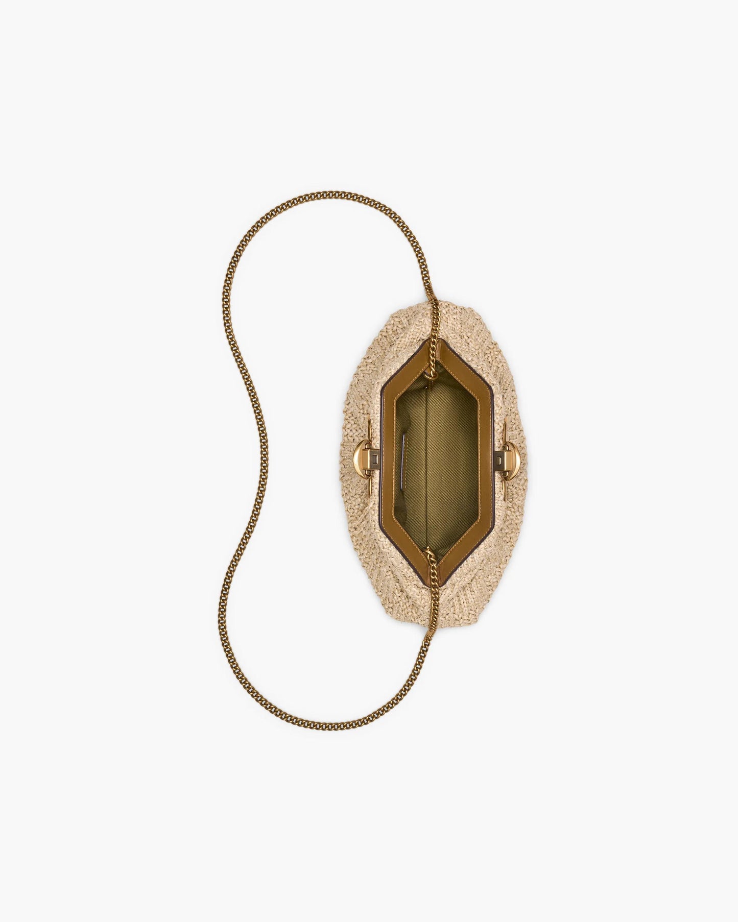 Bolsa Marc Jacobs The Summer Woven Glam Small Clutch, Fibra Trançada, cor Natural, detalhe do material | Original Exports