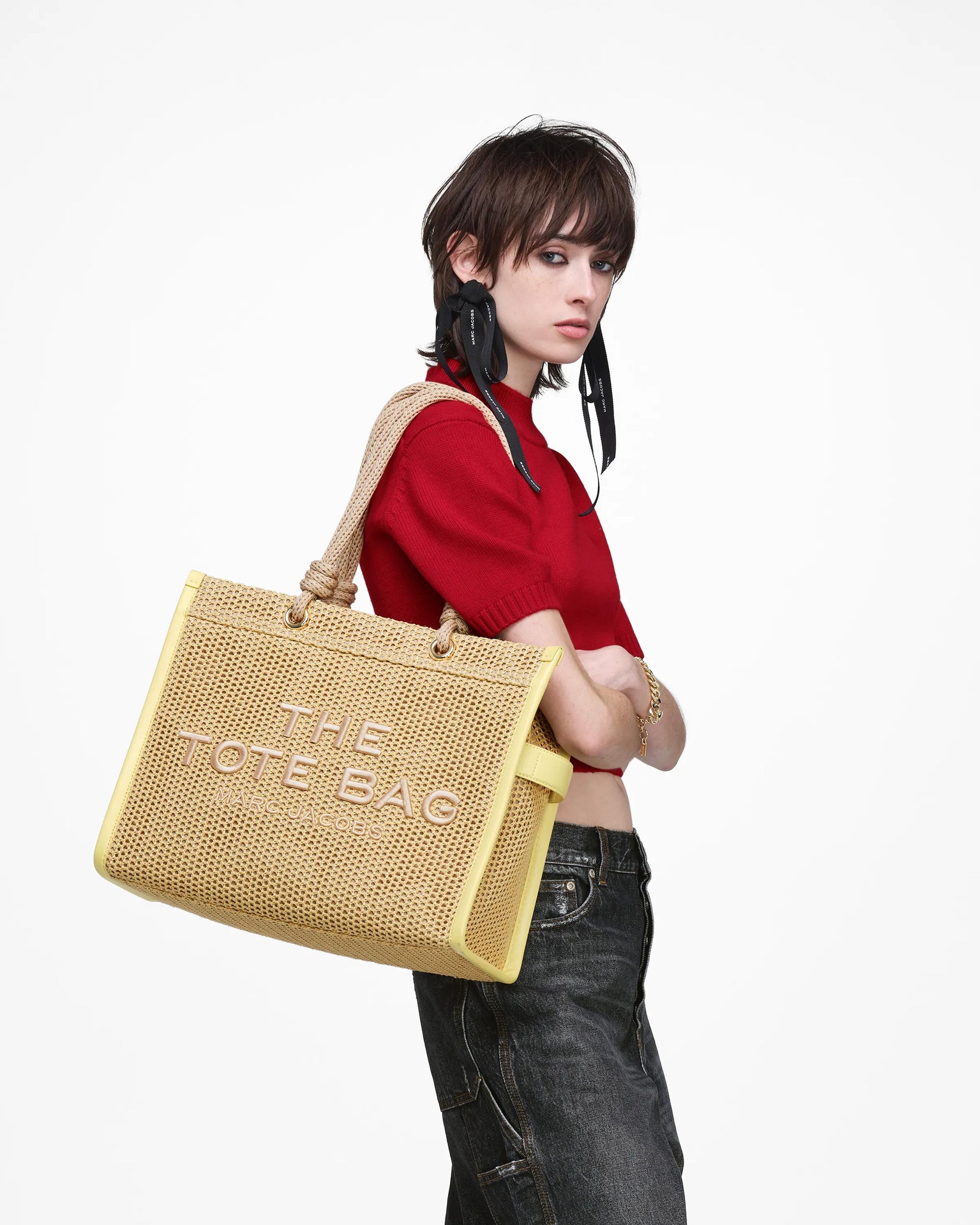 Bolsa Marc Jacobs The Woven Rope Large Tote Bag, Fibra Trançada, cor Natural, vista lateral | Original Exports