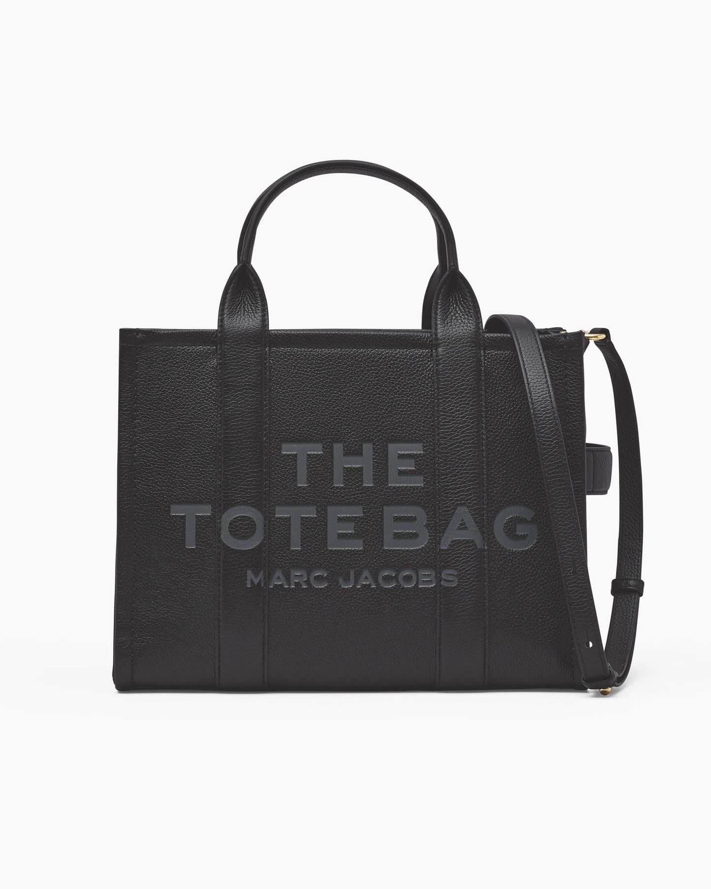 Bolsa Marc Jacobs The Leather Medium Tote Bag, Couro Legítimo, cor Preto, vista frontal | Original Exports