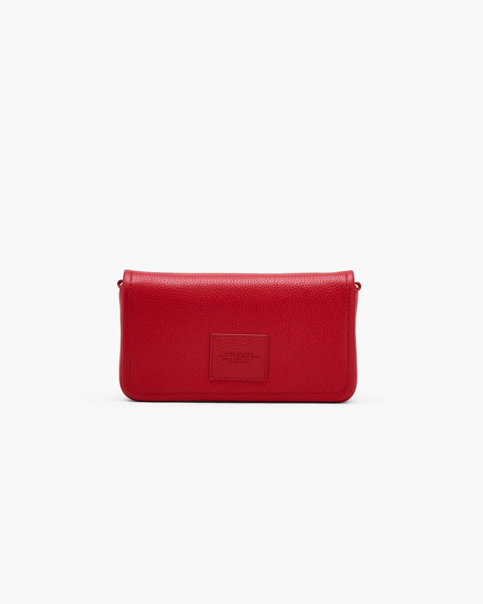 Bolsa Marc Jacobs The Leather Mini Bag, Couro Legítimo, cor Vermelho Intenso, detalhe do material | Original Exports