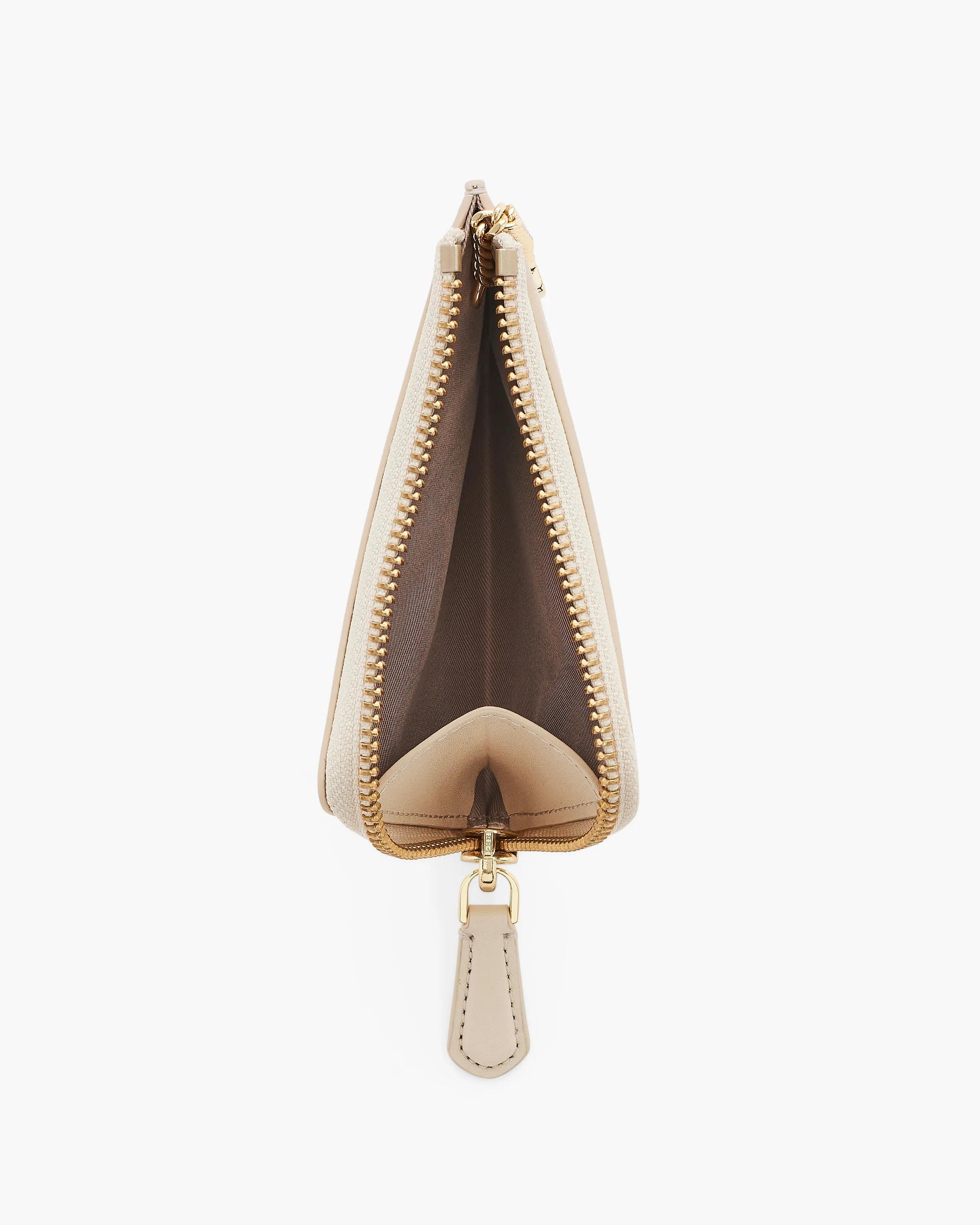 Carteira Marc Jacobs The Everyday Top Zip Wallet, Couro Legítimo Liso, cor Branco Nuvem, vista lateral | Original Exports