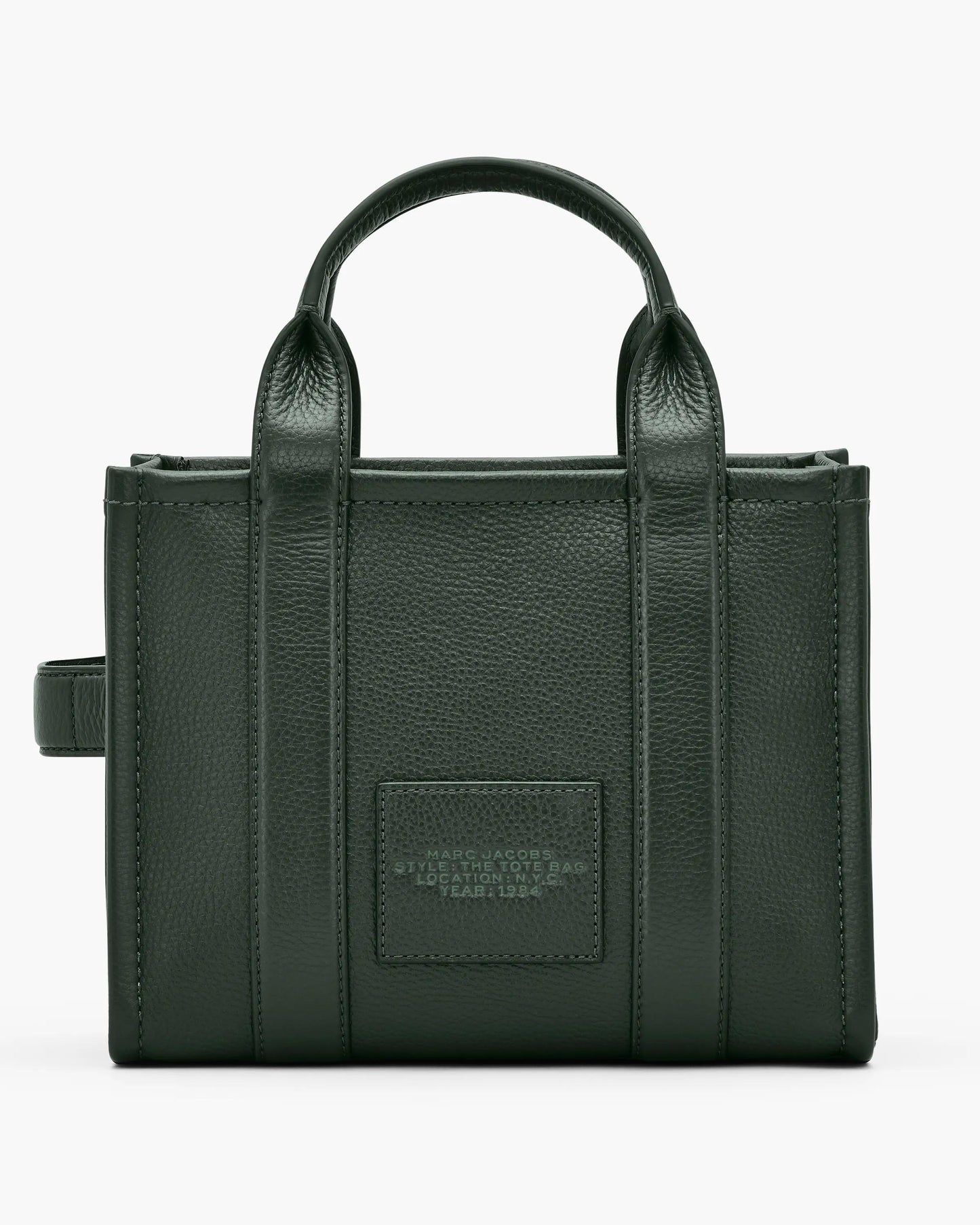 Bolsa Marc Jacobs The Leather Small Tote Bag, Couro Legítimo, cor Verde Hera, detalhe do material | Original Exports