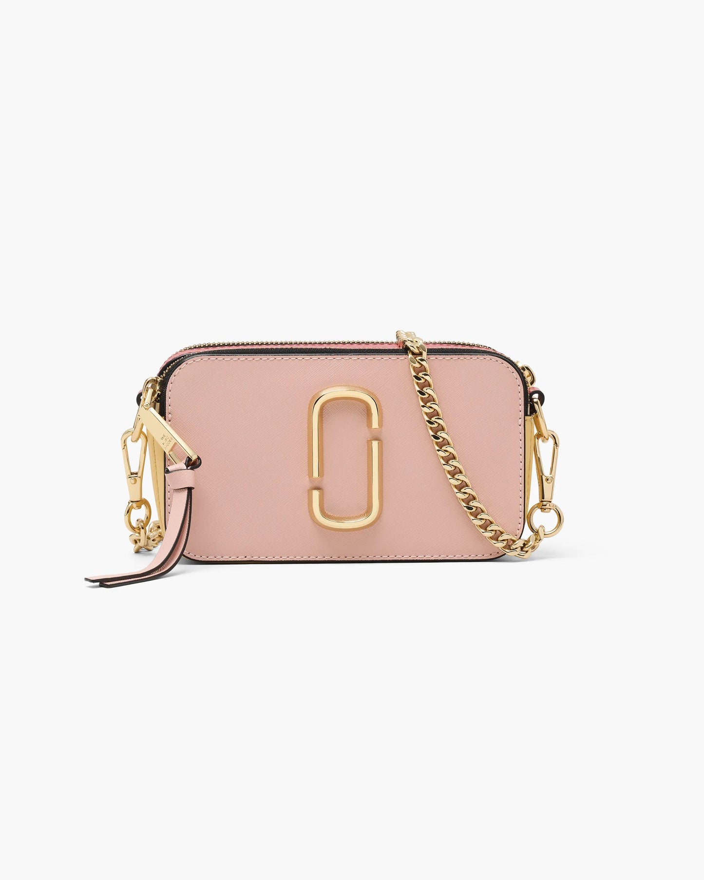 Bolsa Marc Jacobs The Colorblock Chain Snapshot, Couro Saffiano Legítimo, cor Rose Multi, detalhe do material | Original Exports