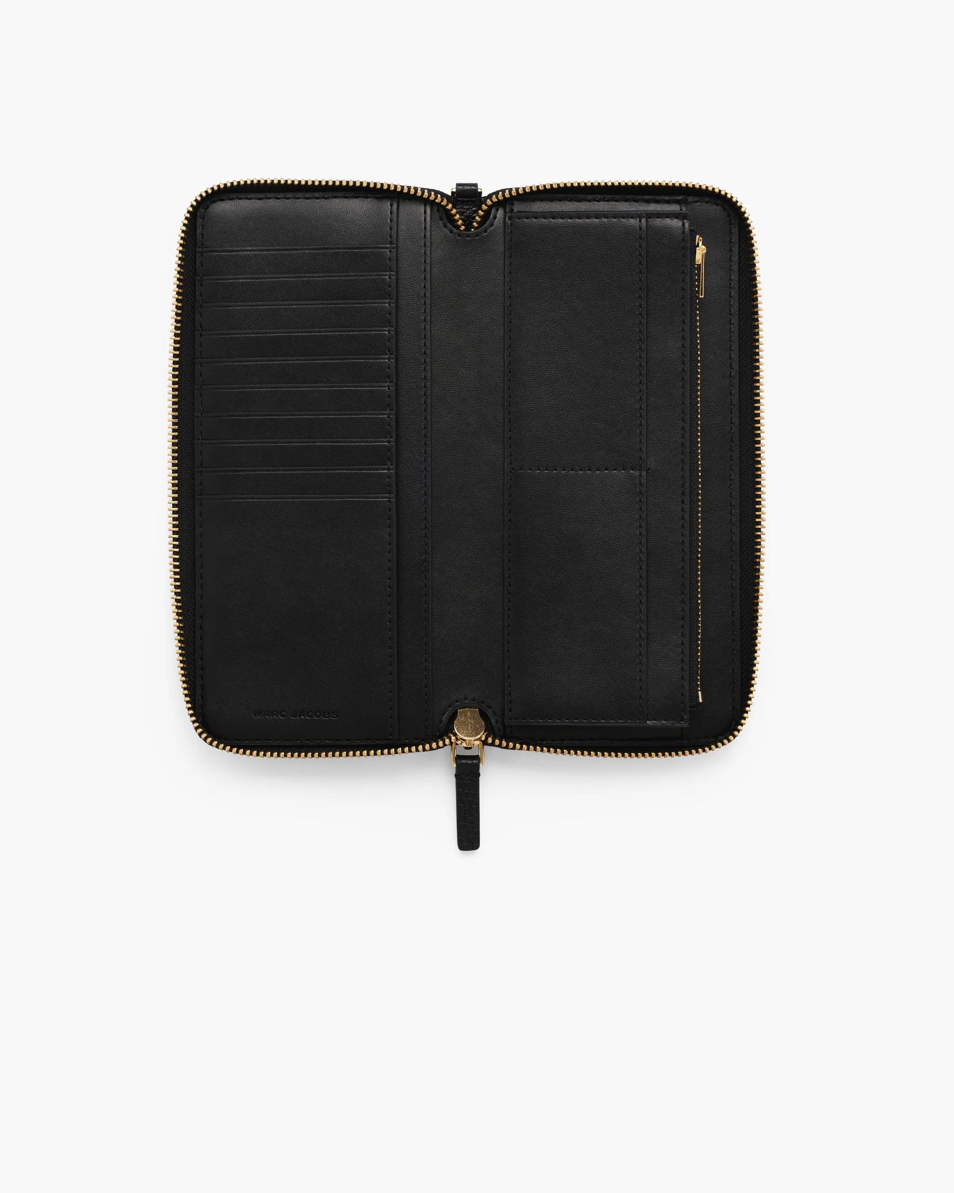 Carteira Marc Jacobs The Leather Continental Wallet, Couro Legítimo Full-Grain, cor Preto, vista lateral | Original Exports