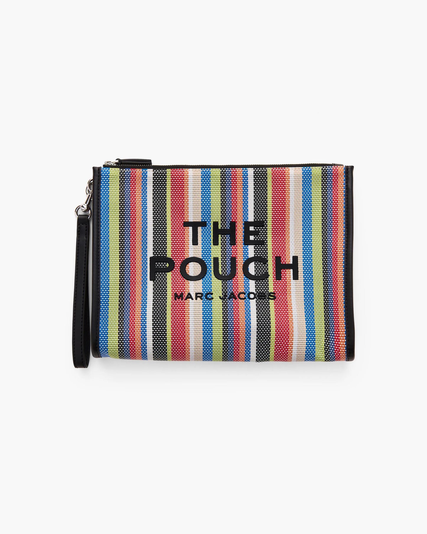 Pochete Marc Jacobs The Stripe Mesh Large Pouch, Mesh Listrado, cor Vermelho Multicolor, vista frontal | Original Exports