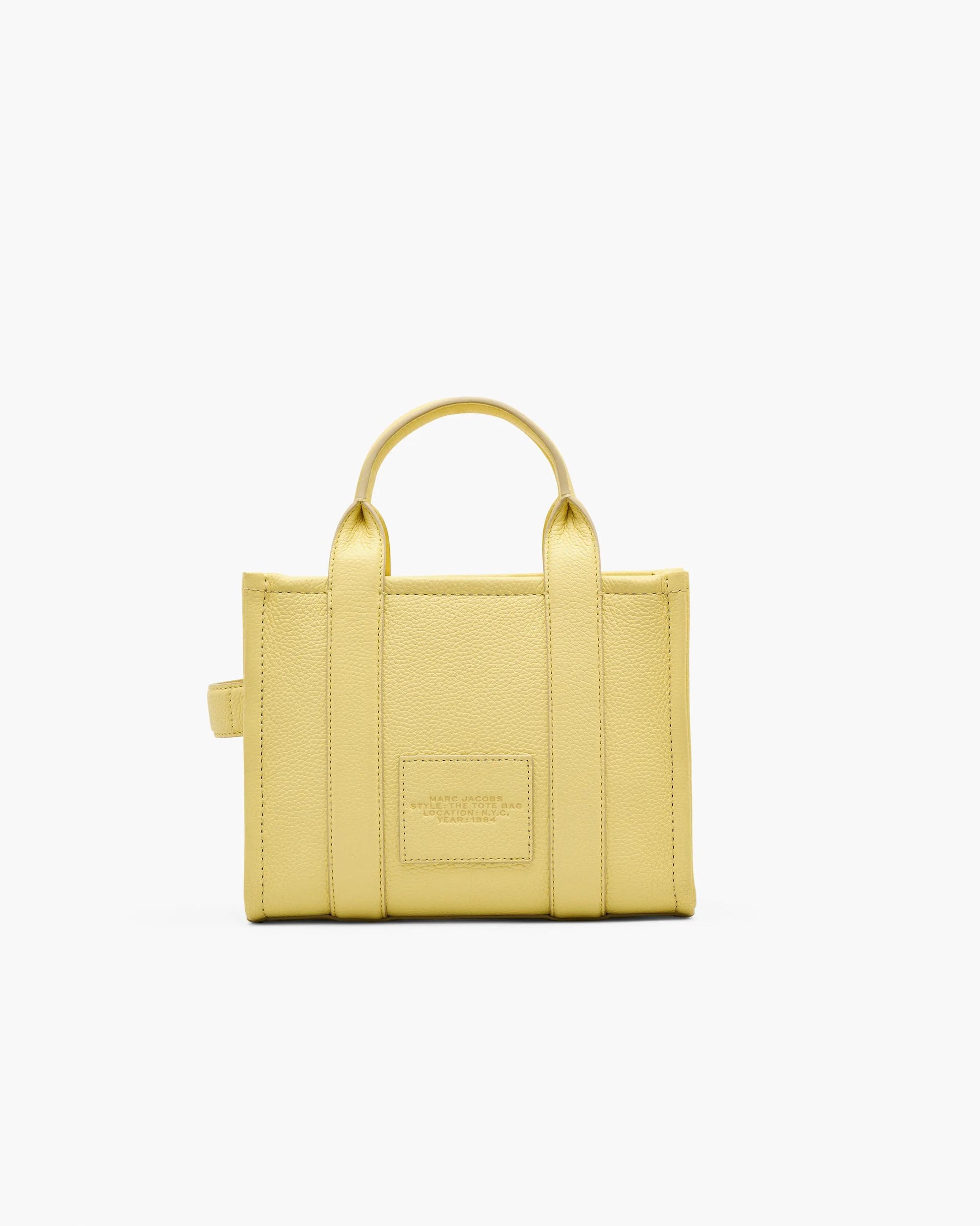 Bolsa Marc Jacobs The Leather Small Tote Bag, Couro Legítimo, cor Amarelo Custard, detalhe do material | Original Exports