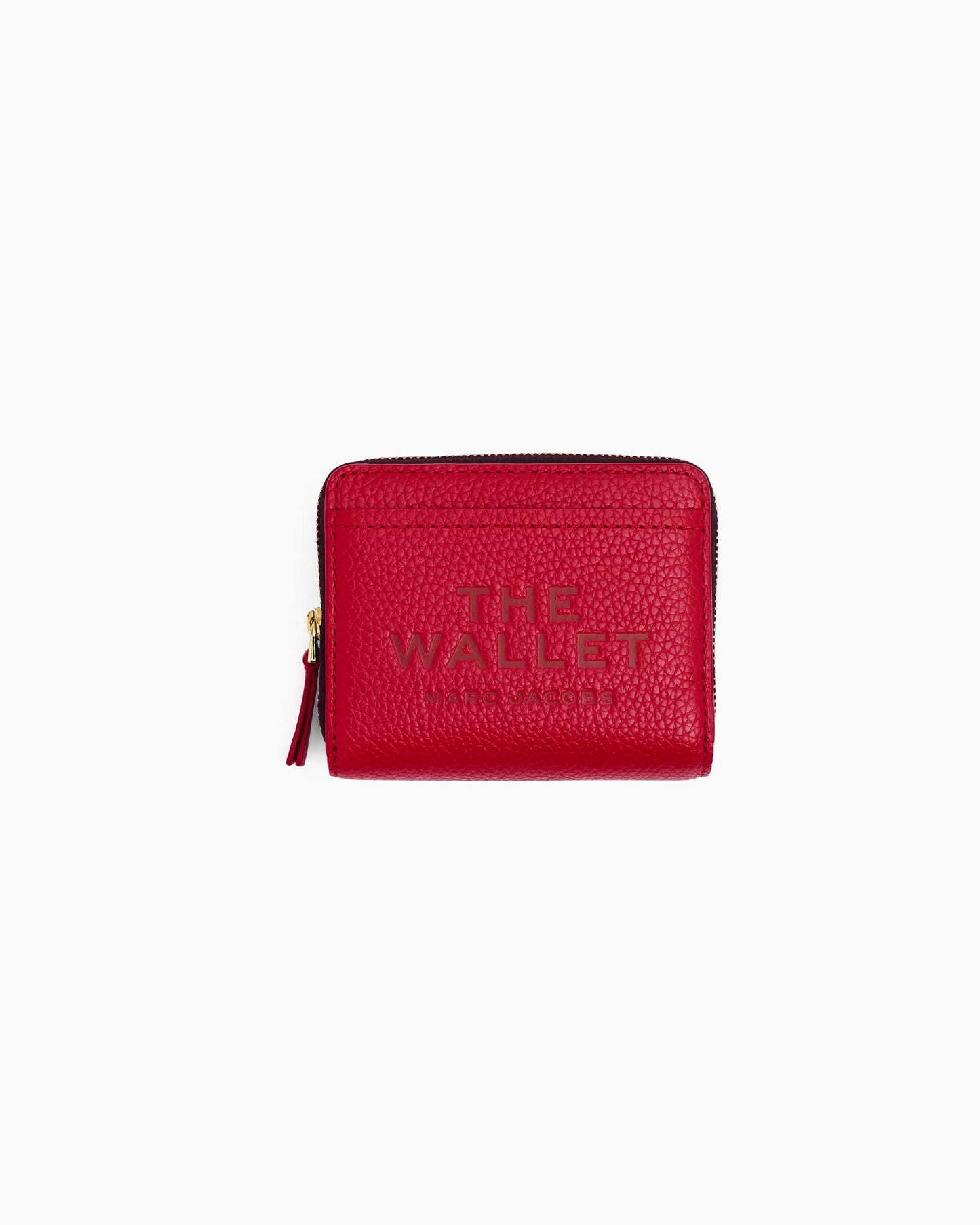 Carteira Marc Jacobs The Leather Mini Compact Wallet, Couro Legítimo, cor Vermelho Intenso, vista frontal | Original Exports
